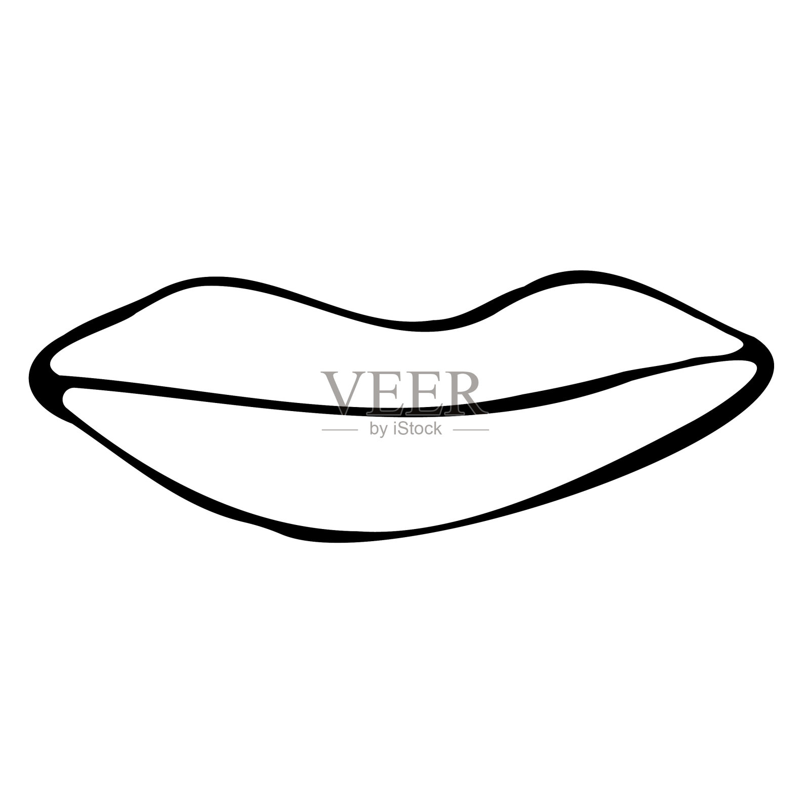 矢量涂鸦插图封闭的嘴唇插画图片素材