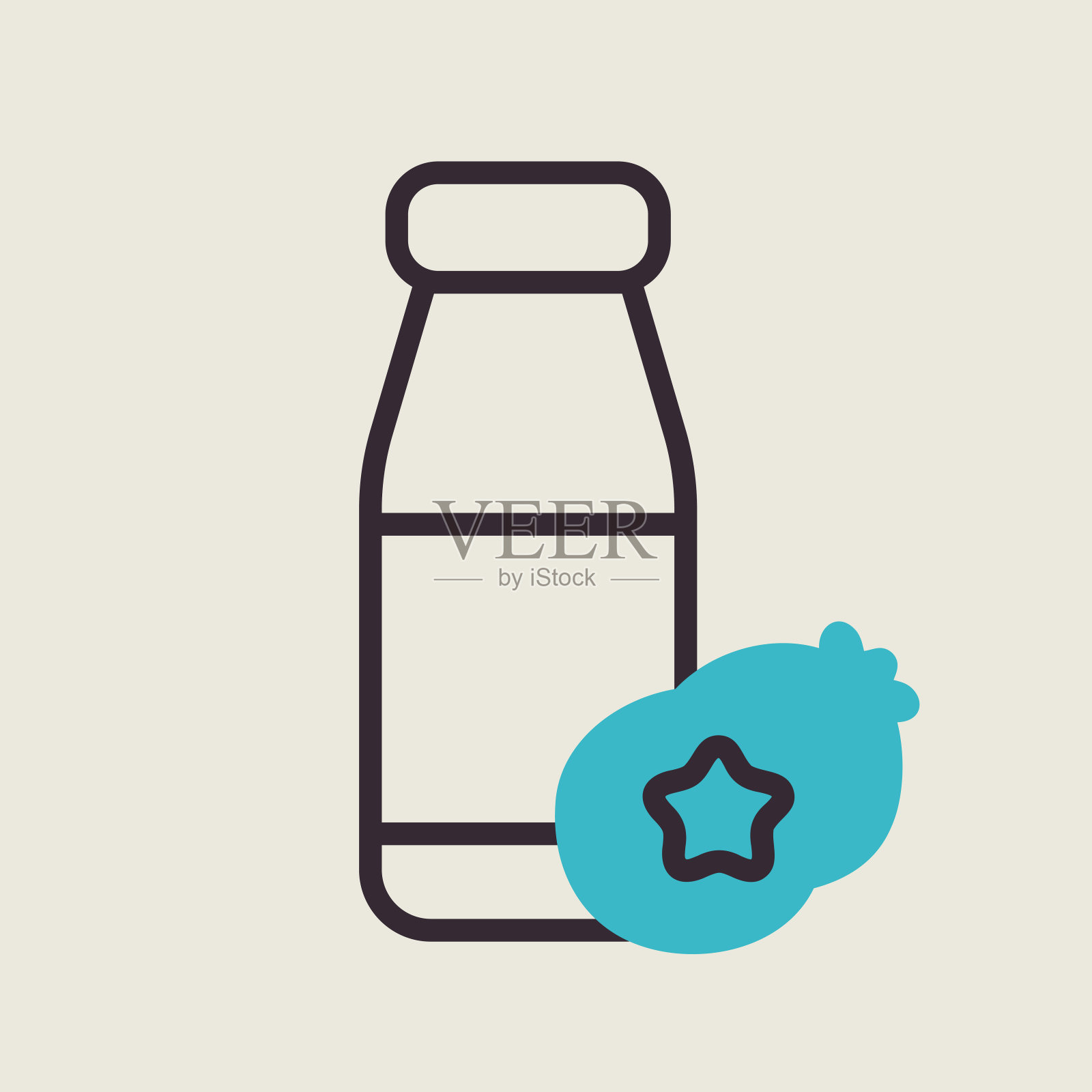 酸奶瓶与风味蓝莓矢量图标插画图片素材