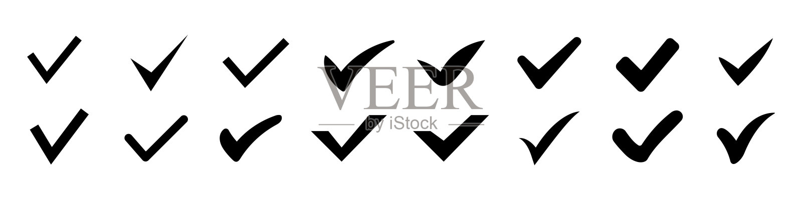 勾勾标志。确认标记。矢量图插画图片素材
