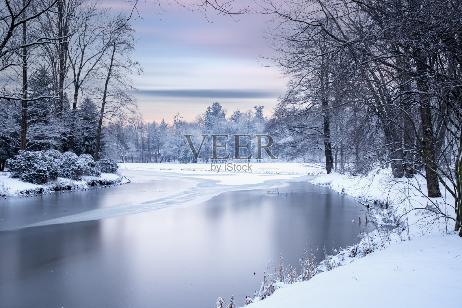 冬天的早晨在公园里照片摄影图片