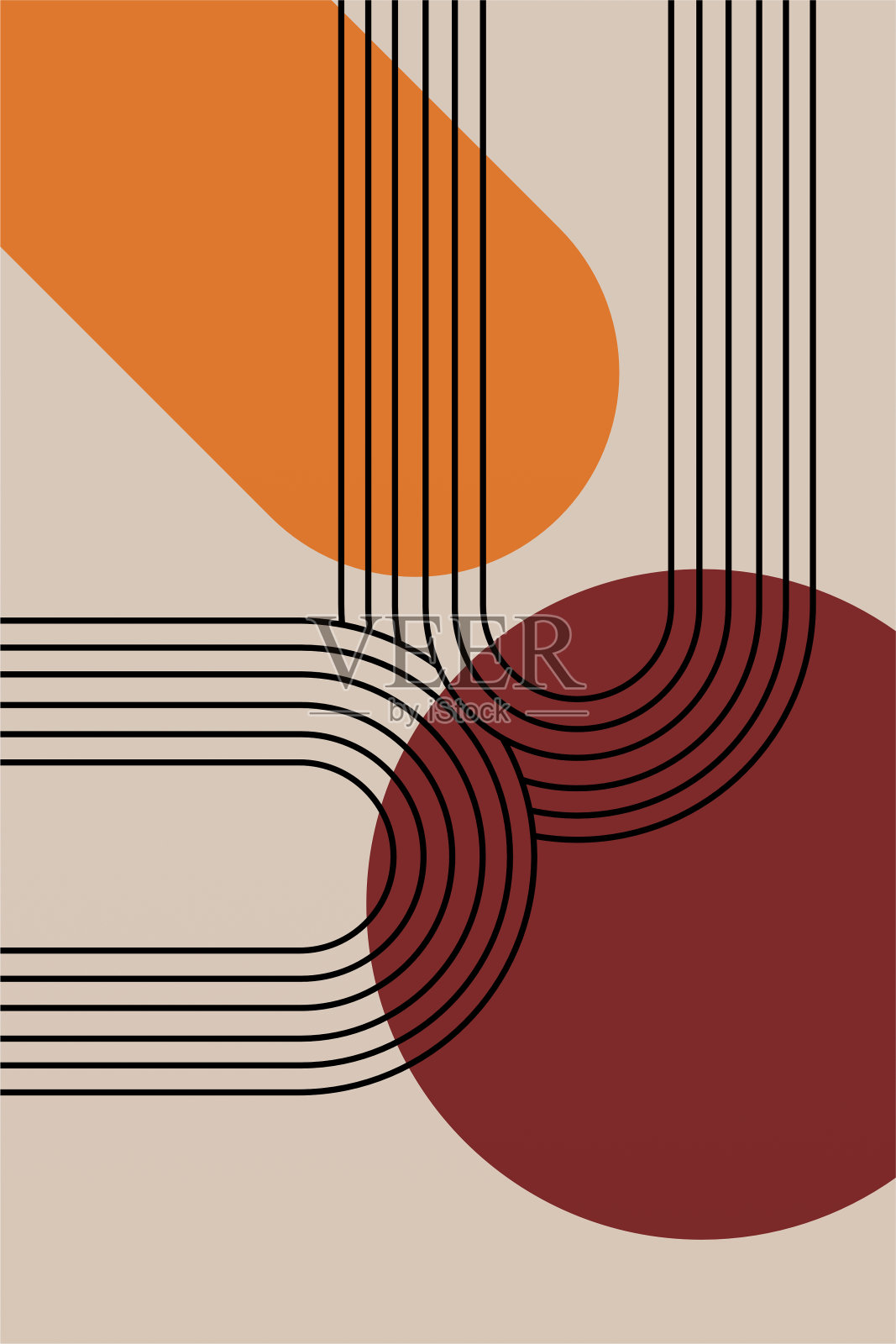 抽象海报，中世纪现代，彩色印刷品，几何艺术印刷品插画图片素材