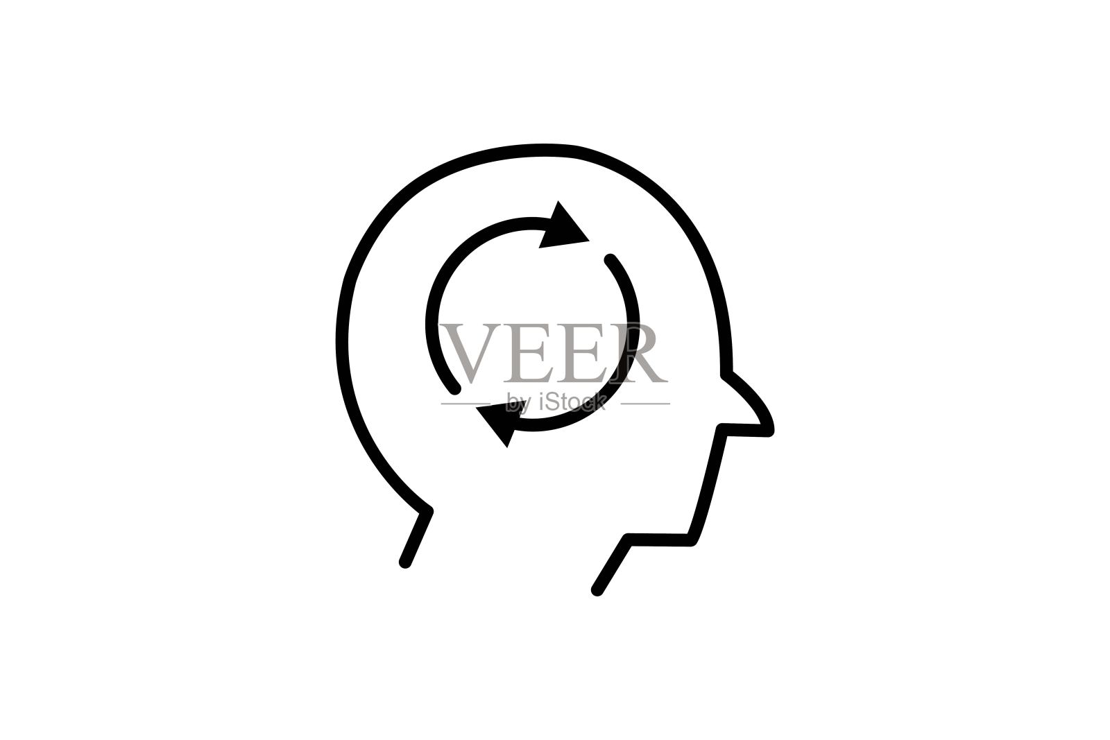 头脑刷新图标。与心理健康，冥想，健康相关的图标。线条图标样式。简单的矢量设计可编辑插画图片素材