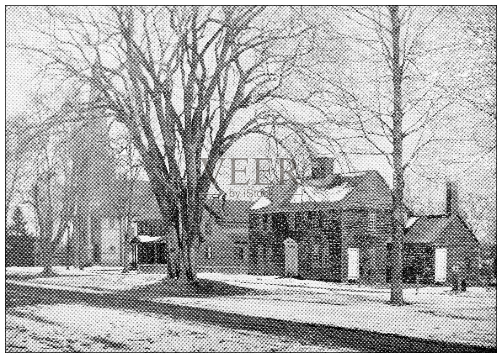 汉普顿县，马萨诸塞州的古董图像插画图片素材