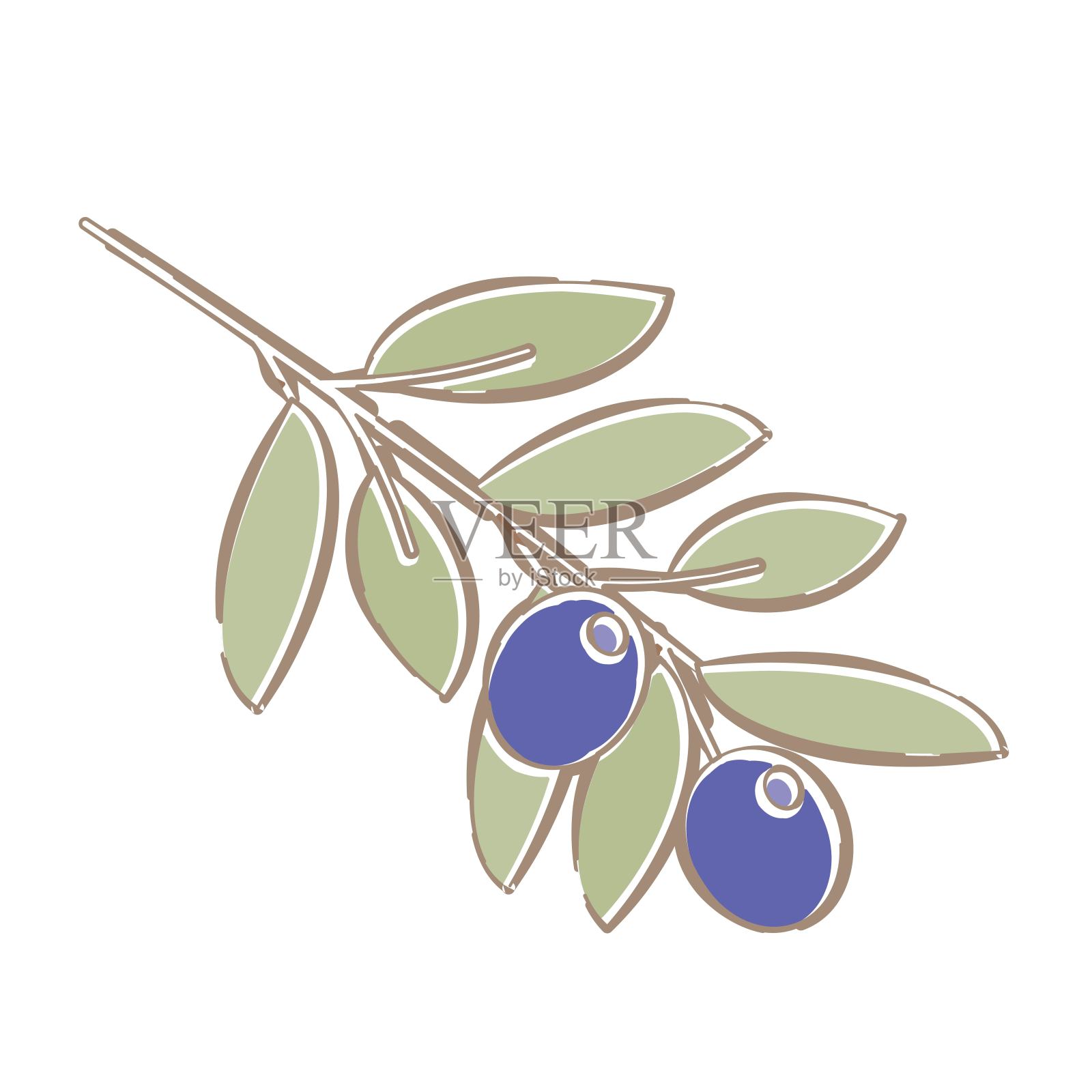 简单的橄榄色插图与柔和的触摸插画图片素材