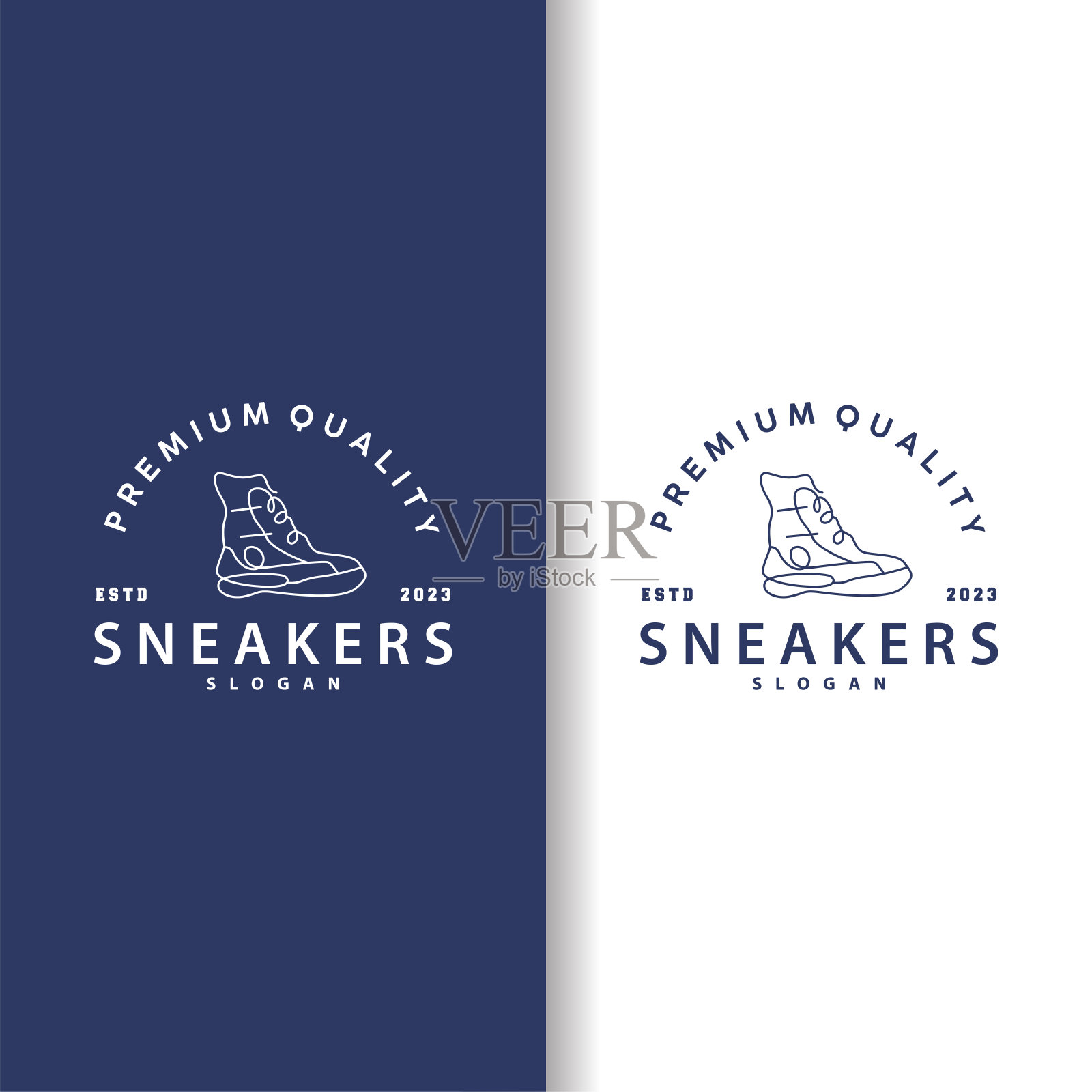 鞋的标志，极简线条风格运动鞋鞋设计简单的时尚产品品牌插画图片素材