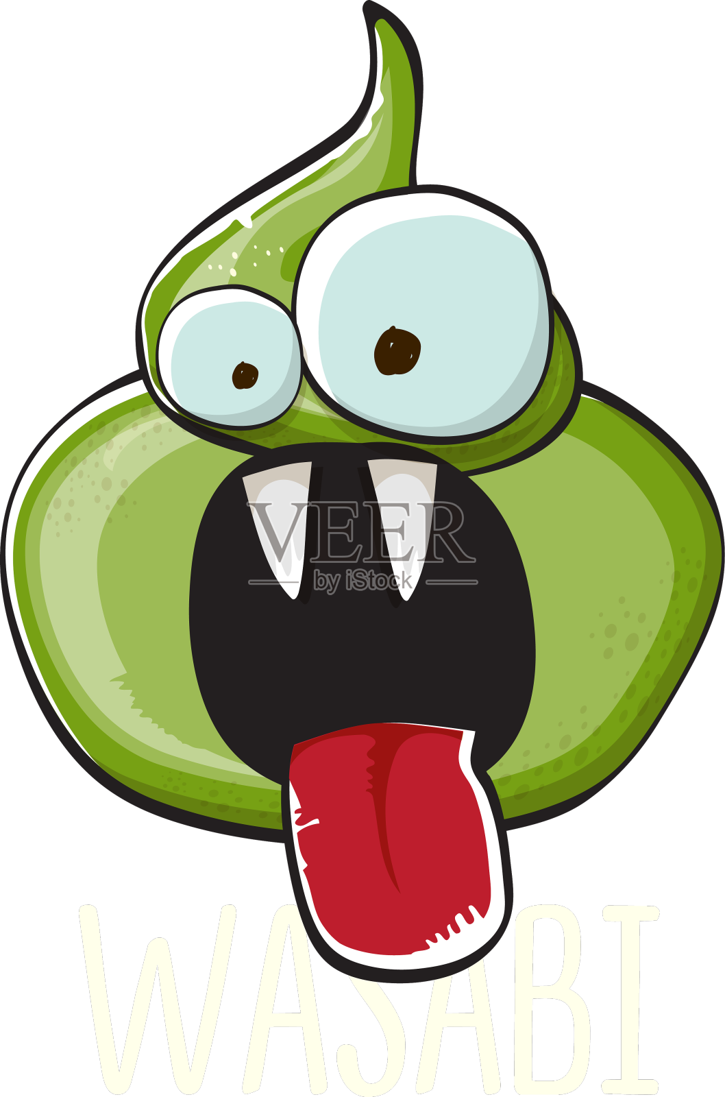 卡通山葵微笑人物孤立在蓝色设计元素图片