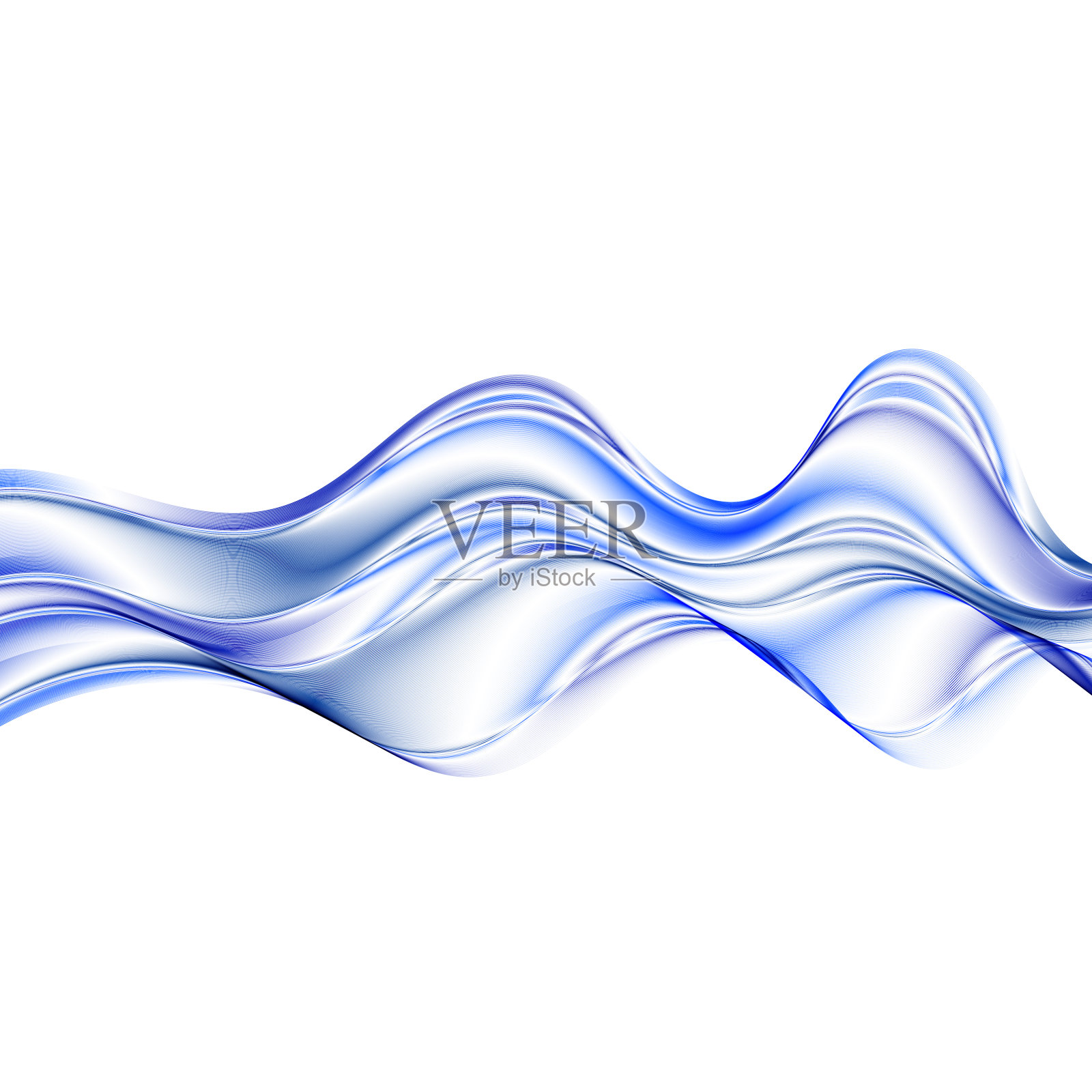 抽象的蓝白色透明波浪背景，设计元素插画图片素材
