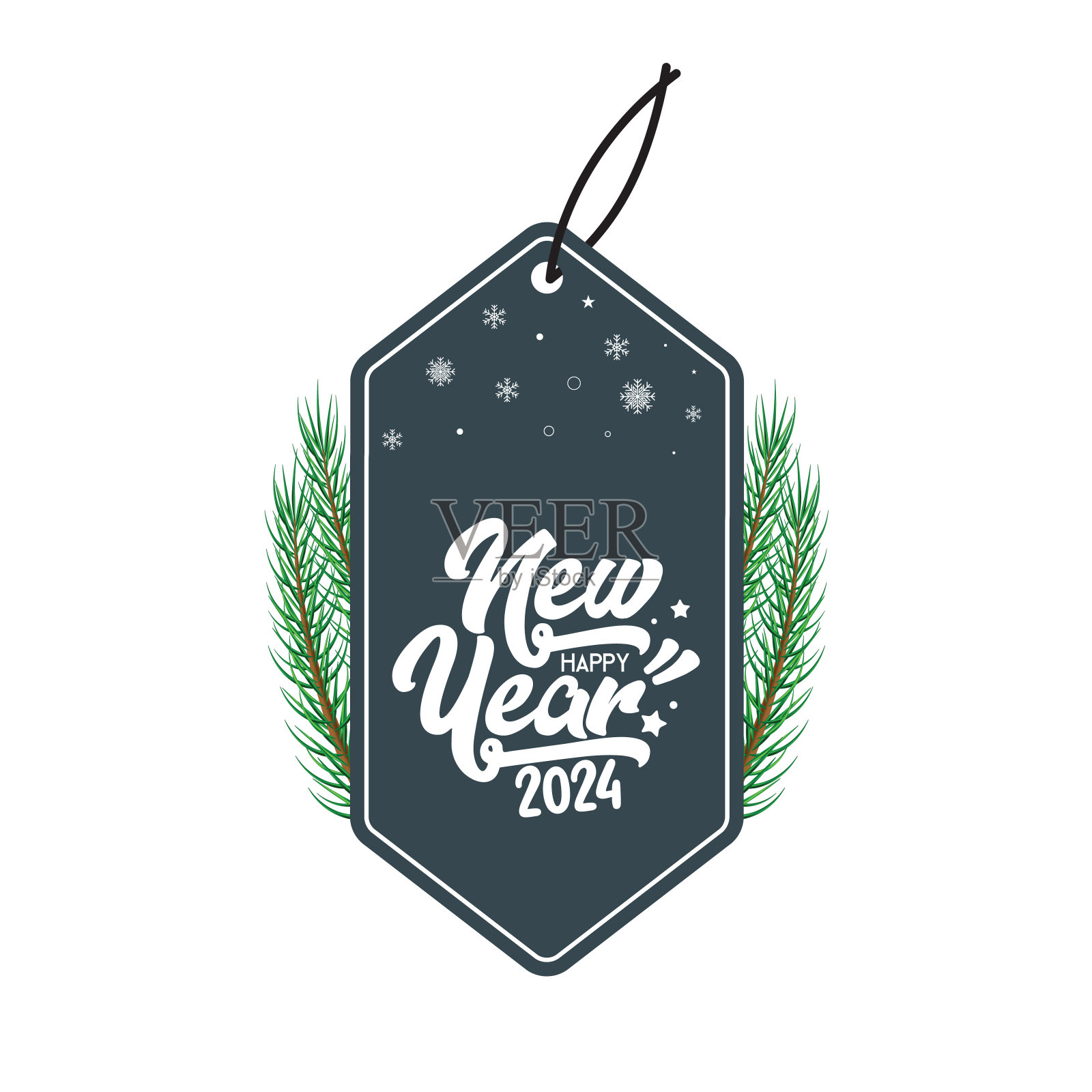 2024徽章。新年快乐。抽象数字上的背景矢量插图。节日横幅设计贺卡，邀请，日历等矢量股票插图插画图片素材