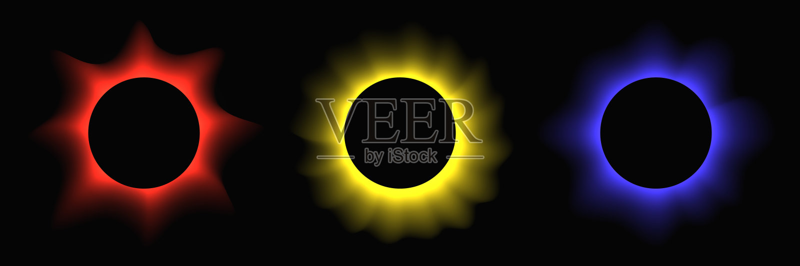 一套带颜色渐变的圆形照明光框插画图片素材