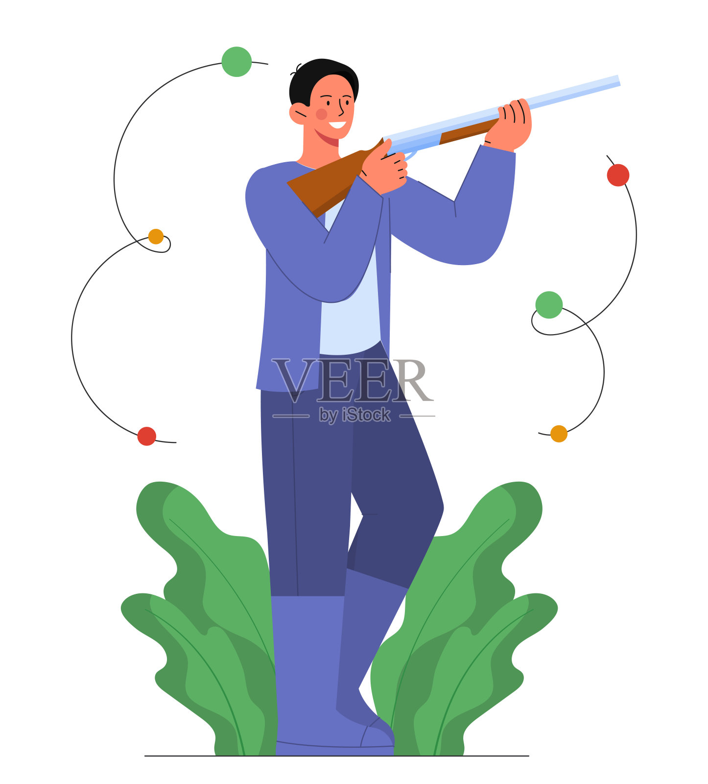 猎人与枪矢量概念插画图片素材