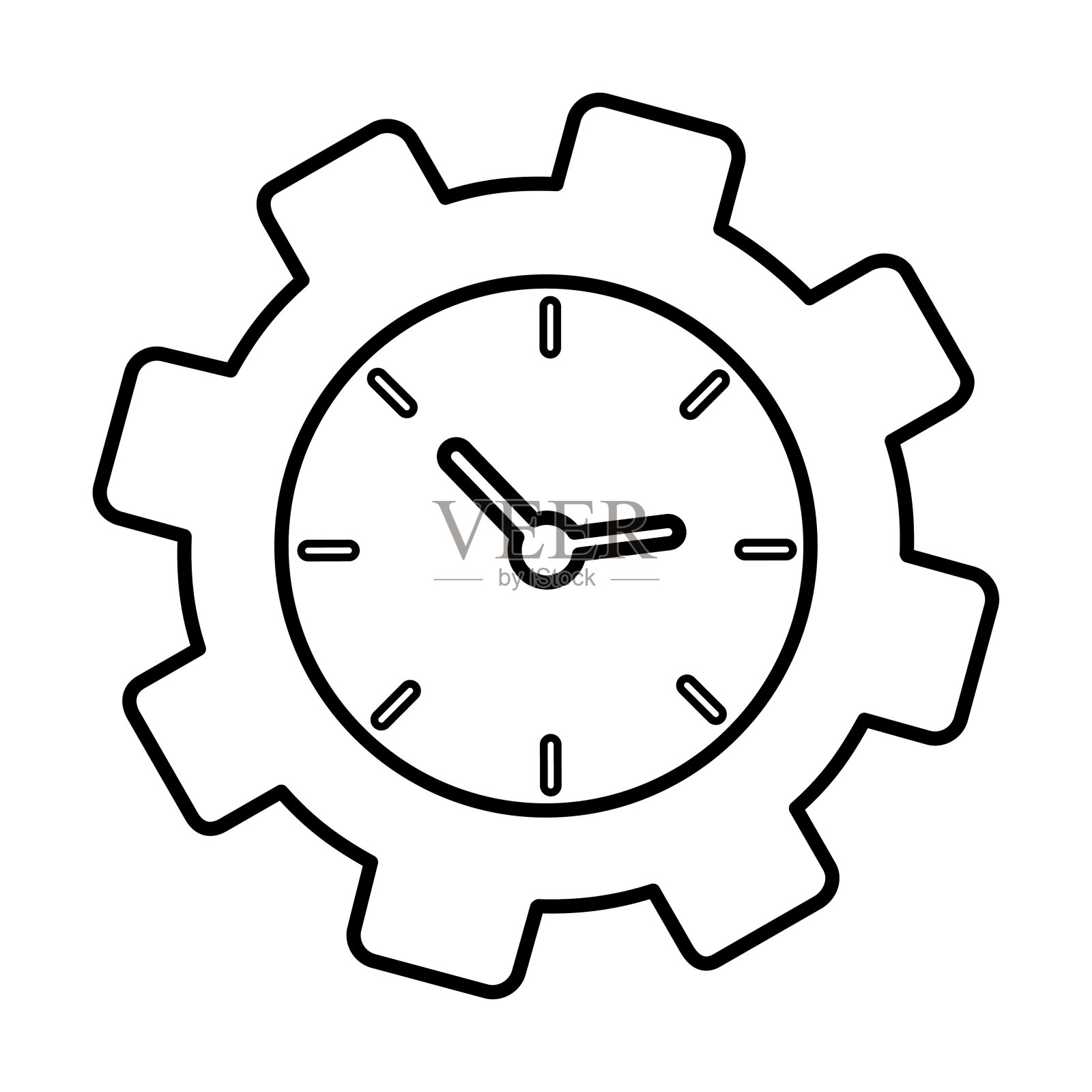 时间管理图标在大纲风格插画图片素材