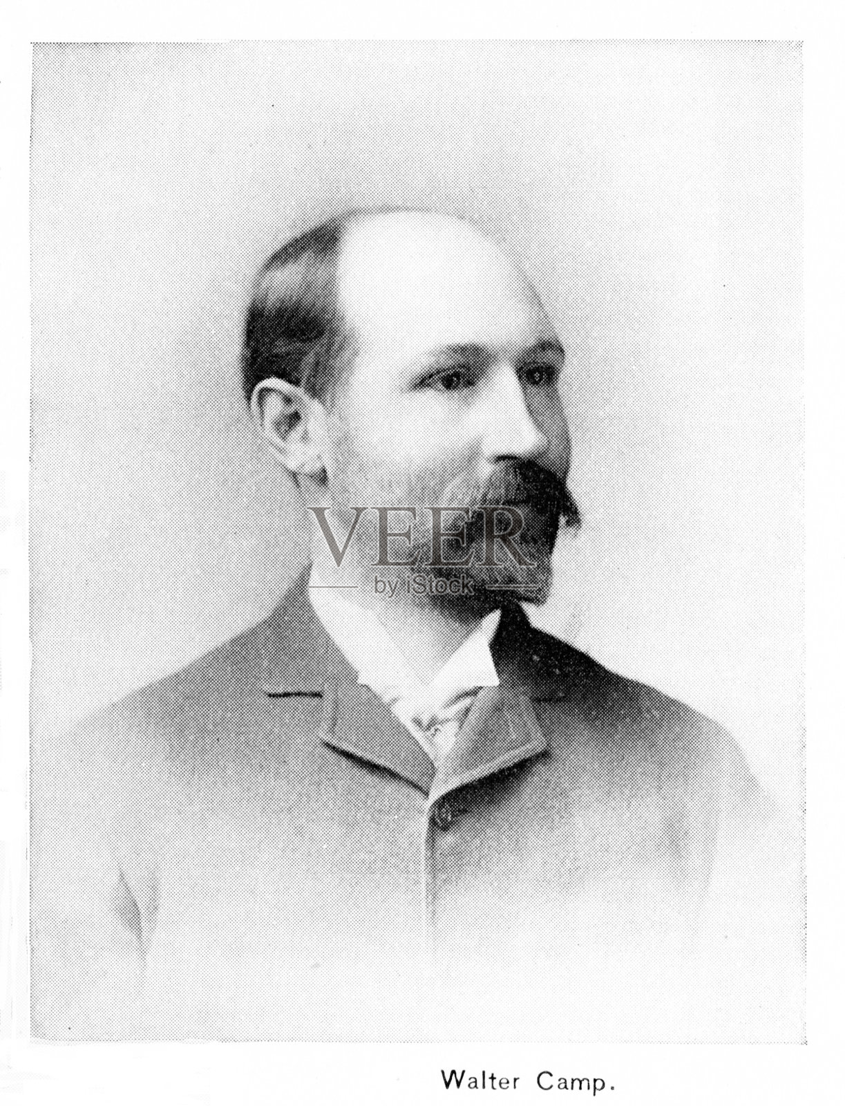 沃尔特昌西营地照片肖像，美国足球之父，19世纪体育史插画图片素材