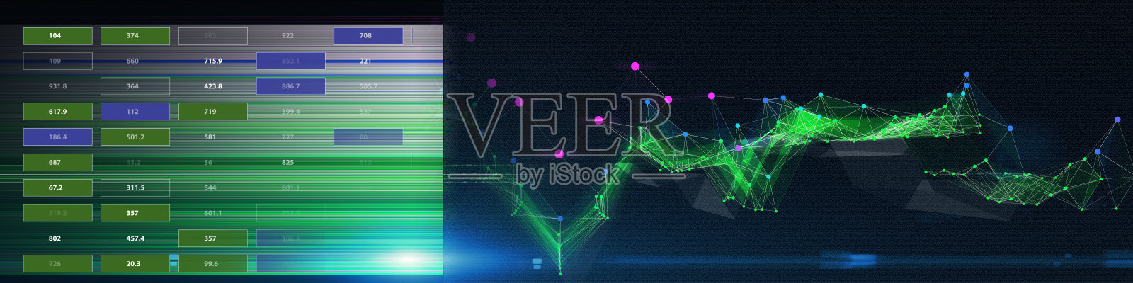 从彩色点和数据框中抽象背景混沌线框网格。技术概念数据网格。大数据。商业、科学和技术数据分析的旗帜。照片摄影图片