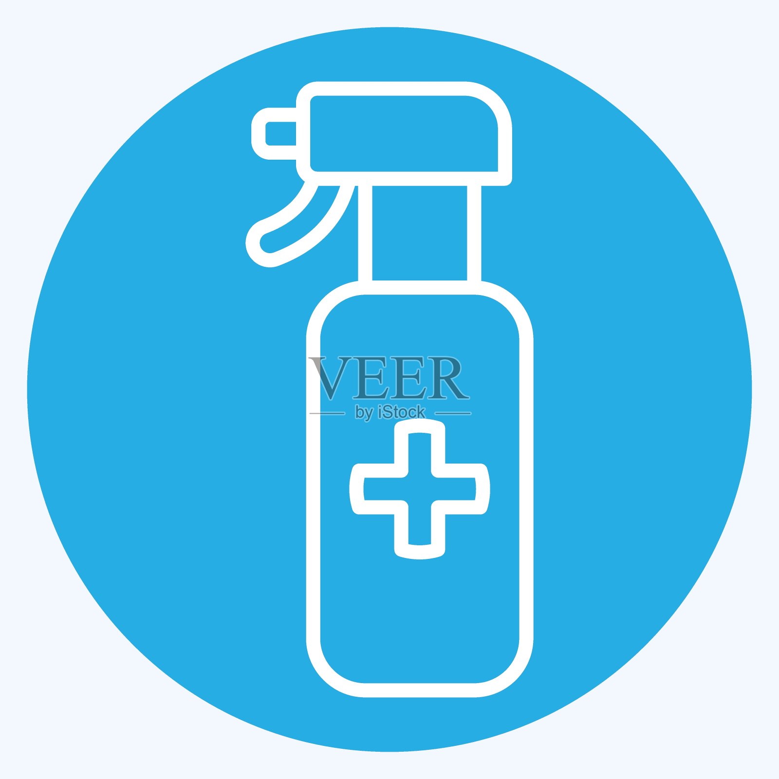 图标喷雾。与清洁符号有关。蓝眼睛的风格。简单的设计可编辑。简单的说明插画图片素材