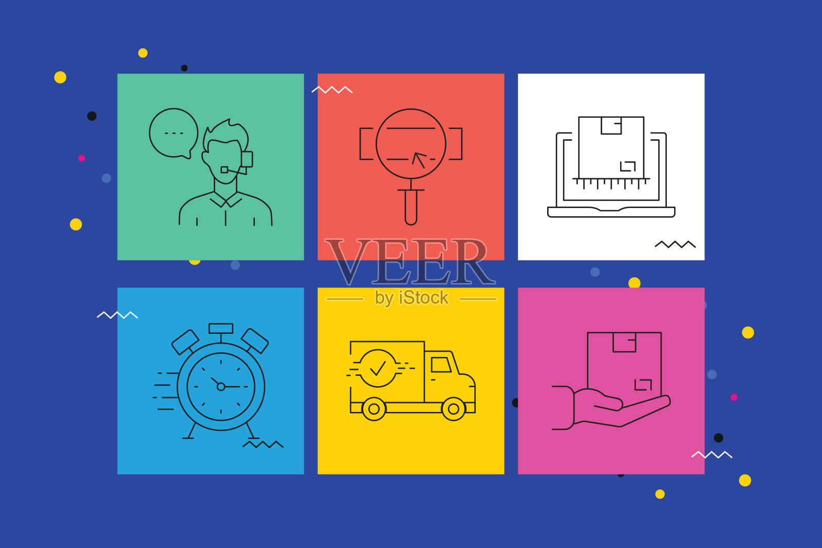 购物和零售，细线图标在矢量风格。准备模板图标，信息图表，移动和网络等。插画图片素材