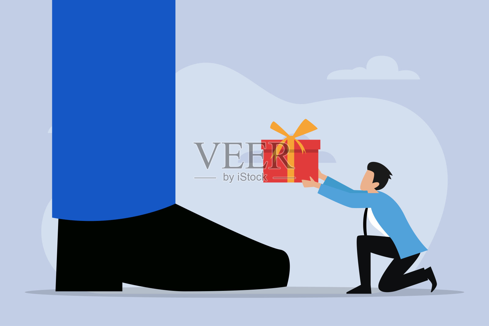 小商人给大企业经理一个盒子插画图片素材