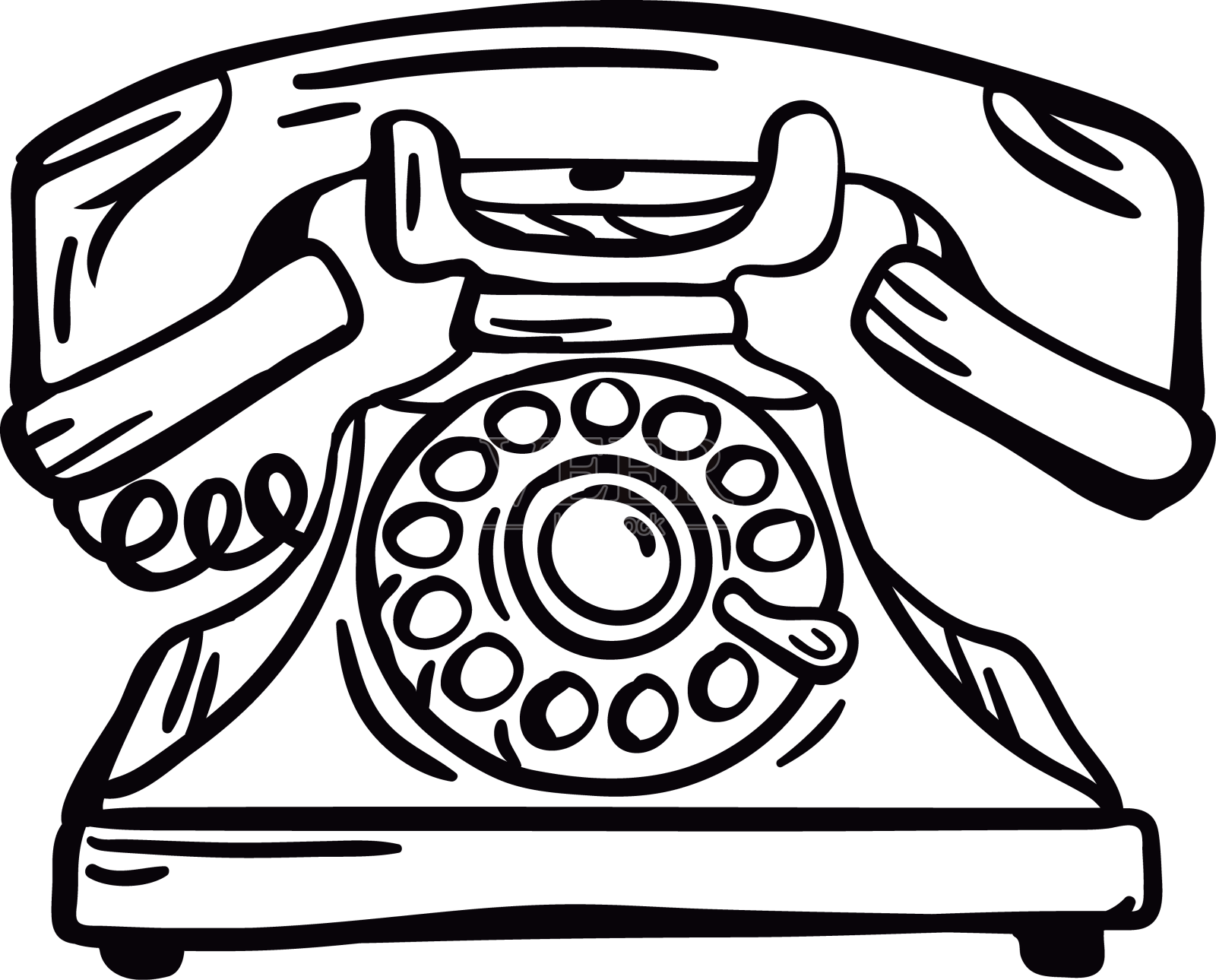 手绘现代经典转盘电话轮廓设计元素图片