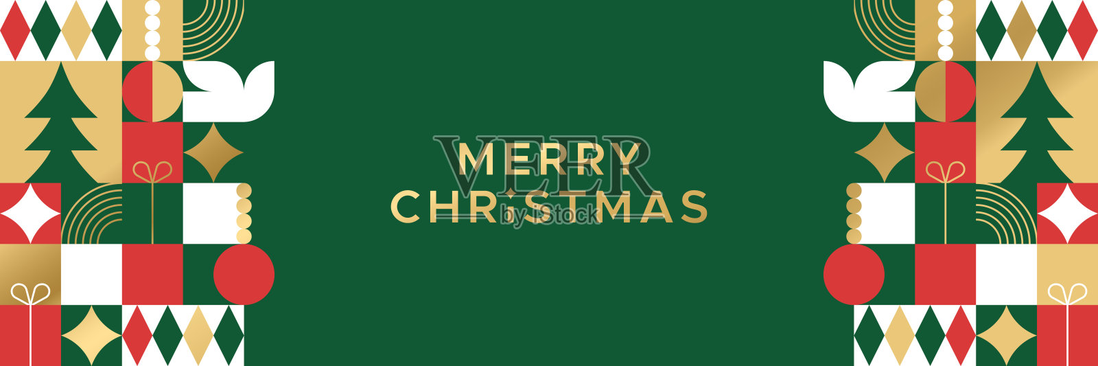 圣诞快乐现代几何横幅插画图片素材