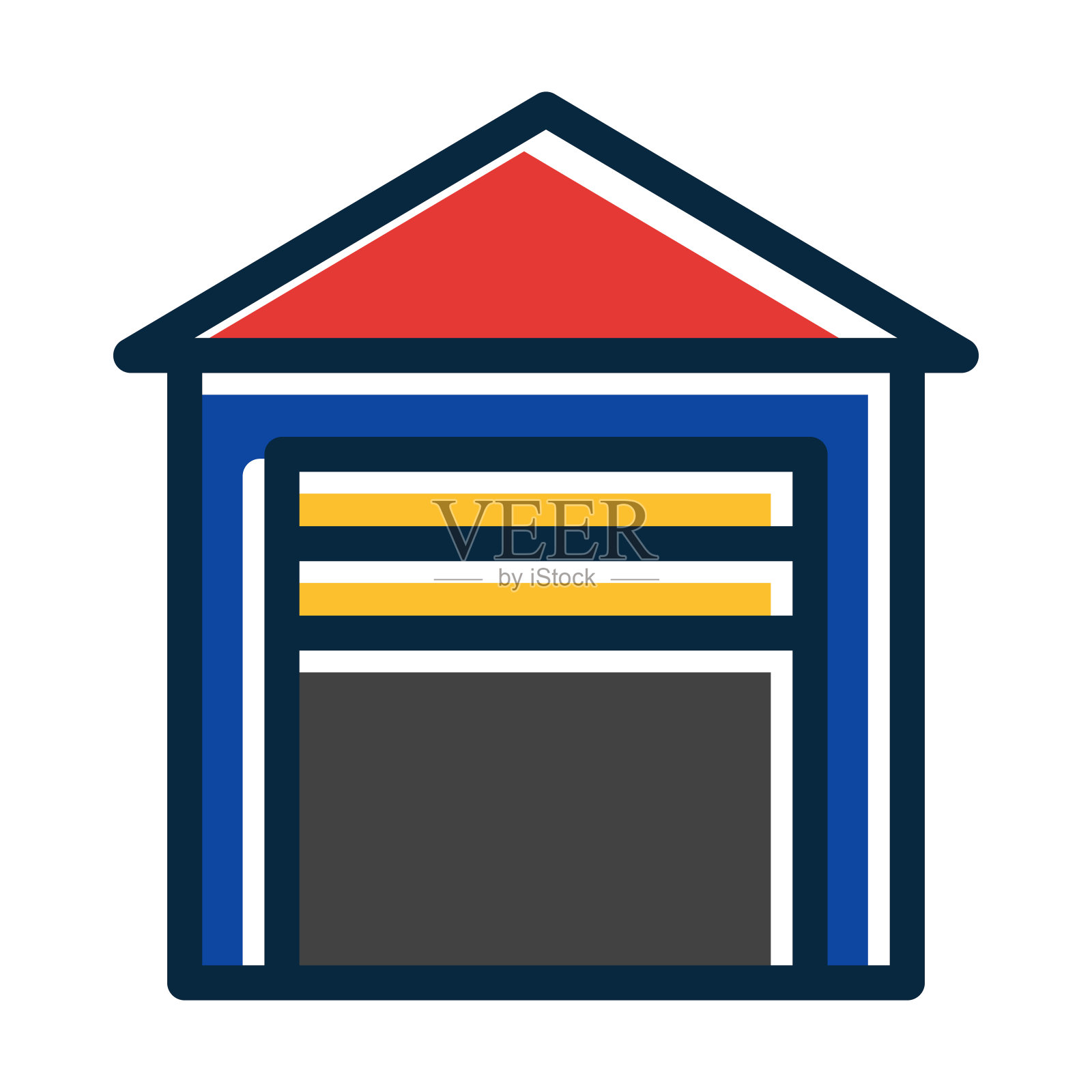 车库矢量粗线填充深色图标为个人和商业用途。插画图片素材