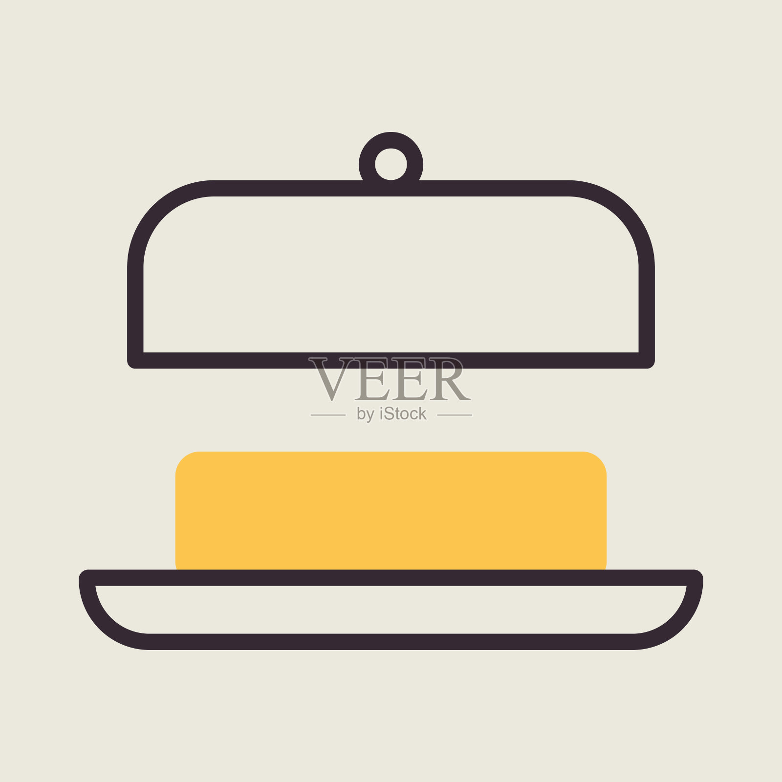 黄油在黄油盘子与打开盖子矢量图标插画图片素材