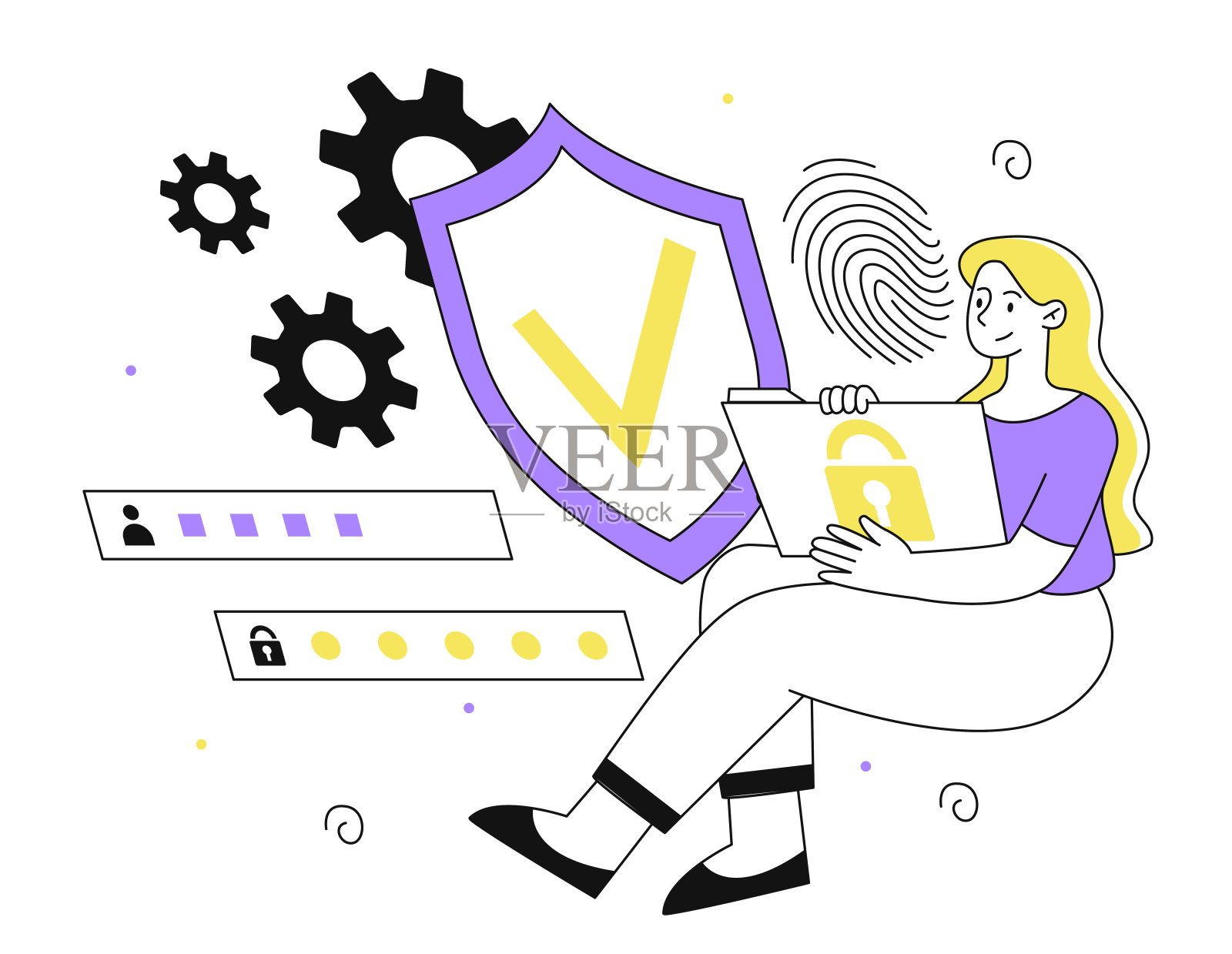 数据安全线矢量概念插画图片素材