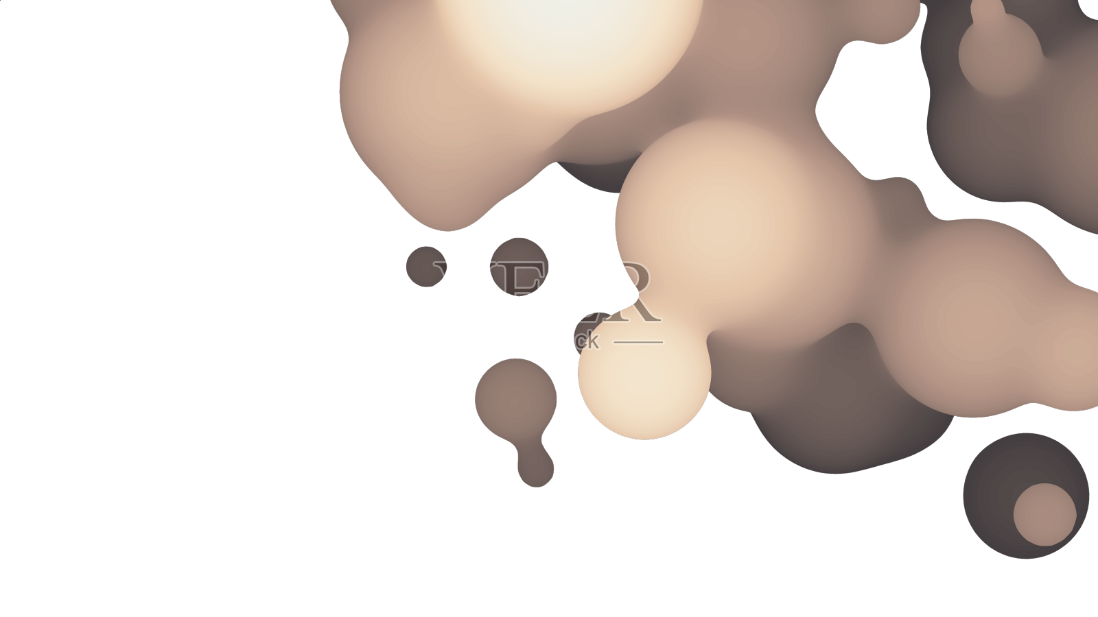 抽象的三维流体metball形状与米色球设计元素图片