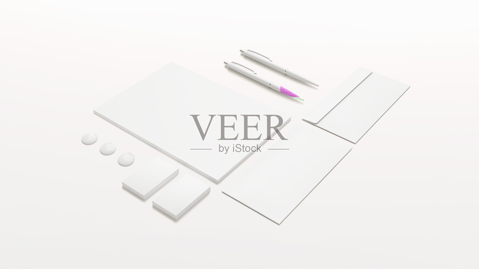 视觉品牌识别模型，企业文具3D渲染照片摄影图片