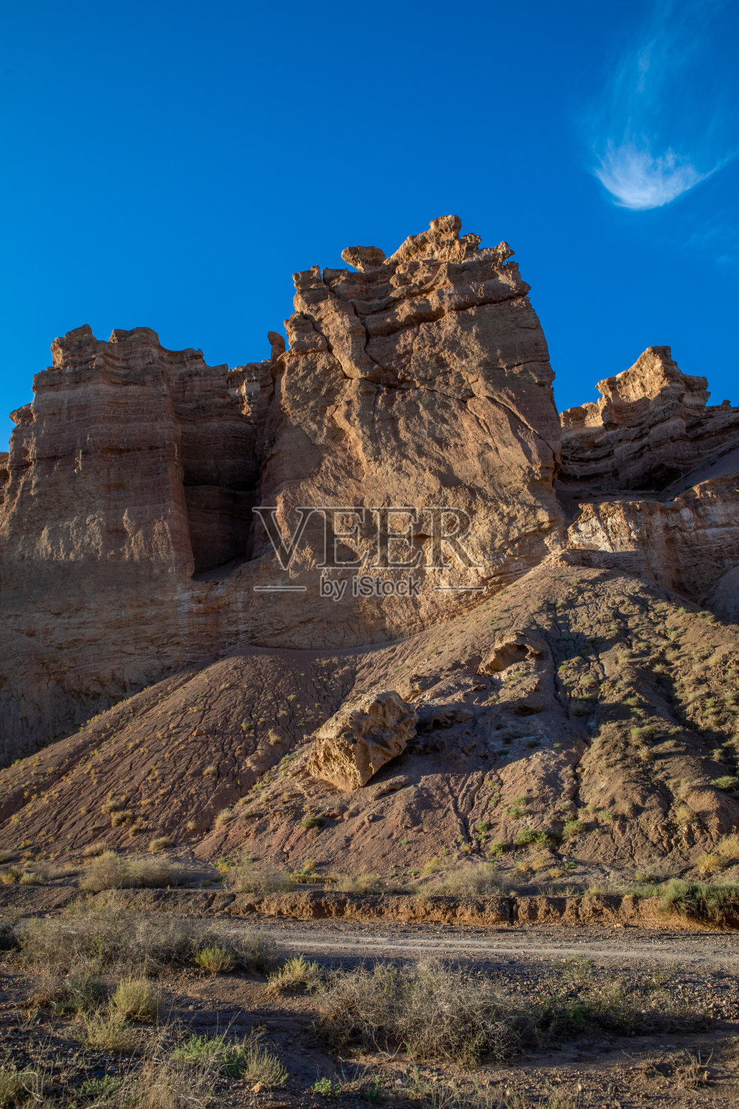 沙林峡谷位于阿拉木图以东的哈萨克斯坦沙林河上。夏日晴朗晴天的风景照片摄影图片