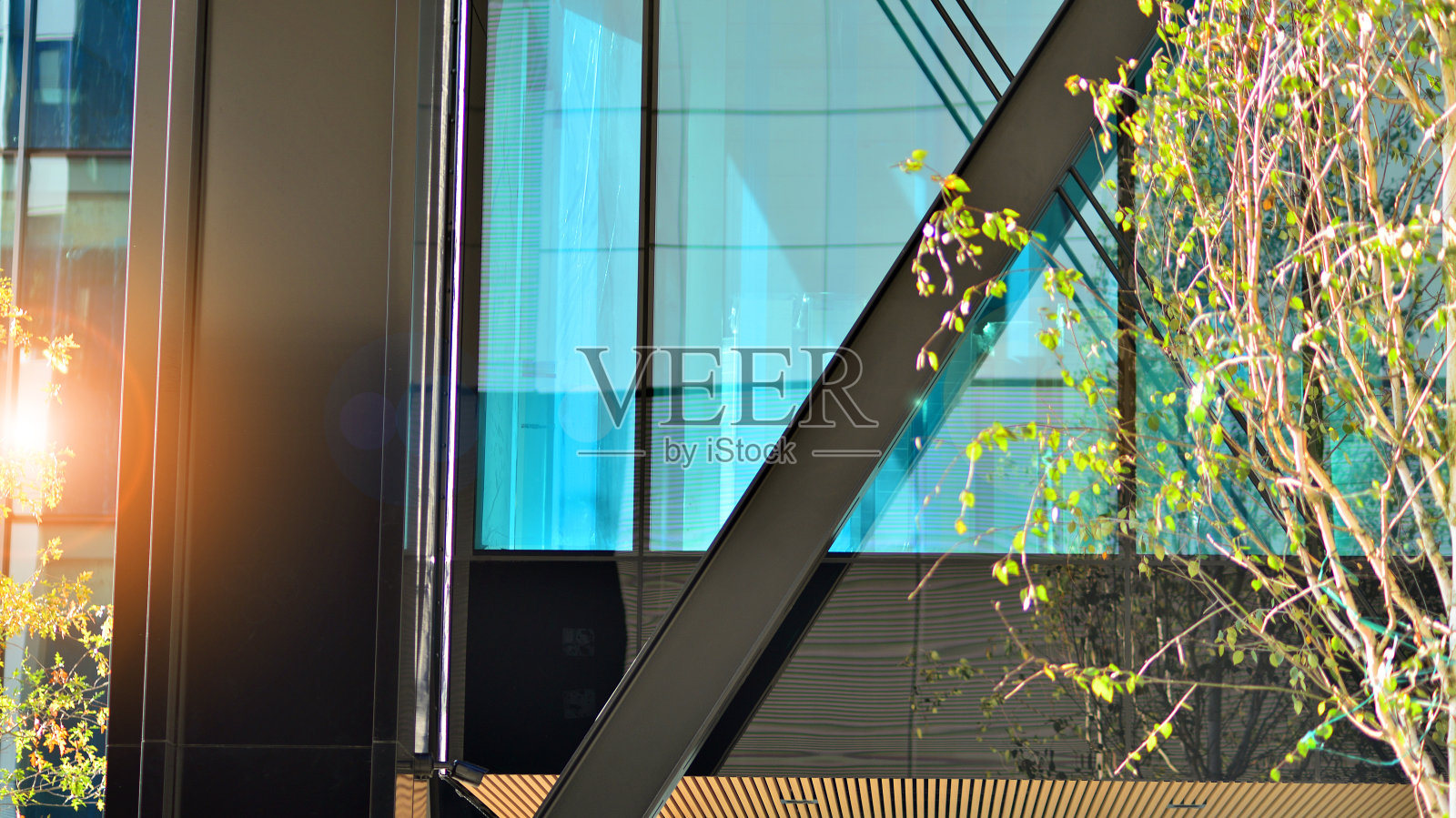 钢铁和玻璃。现代建筑:现代建筑或建筑工业的主题照片摄影图片