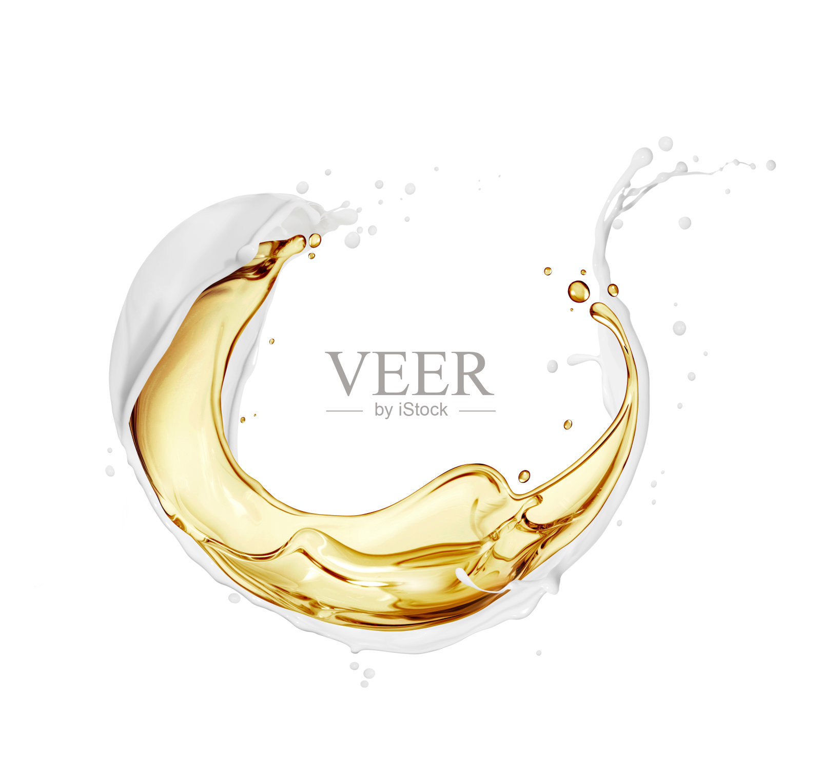 在白色的背景上分离出油和奶的混合物照片摄影图片