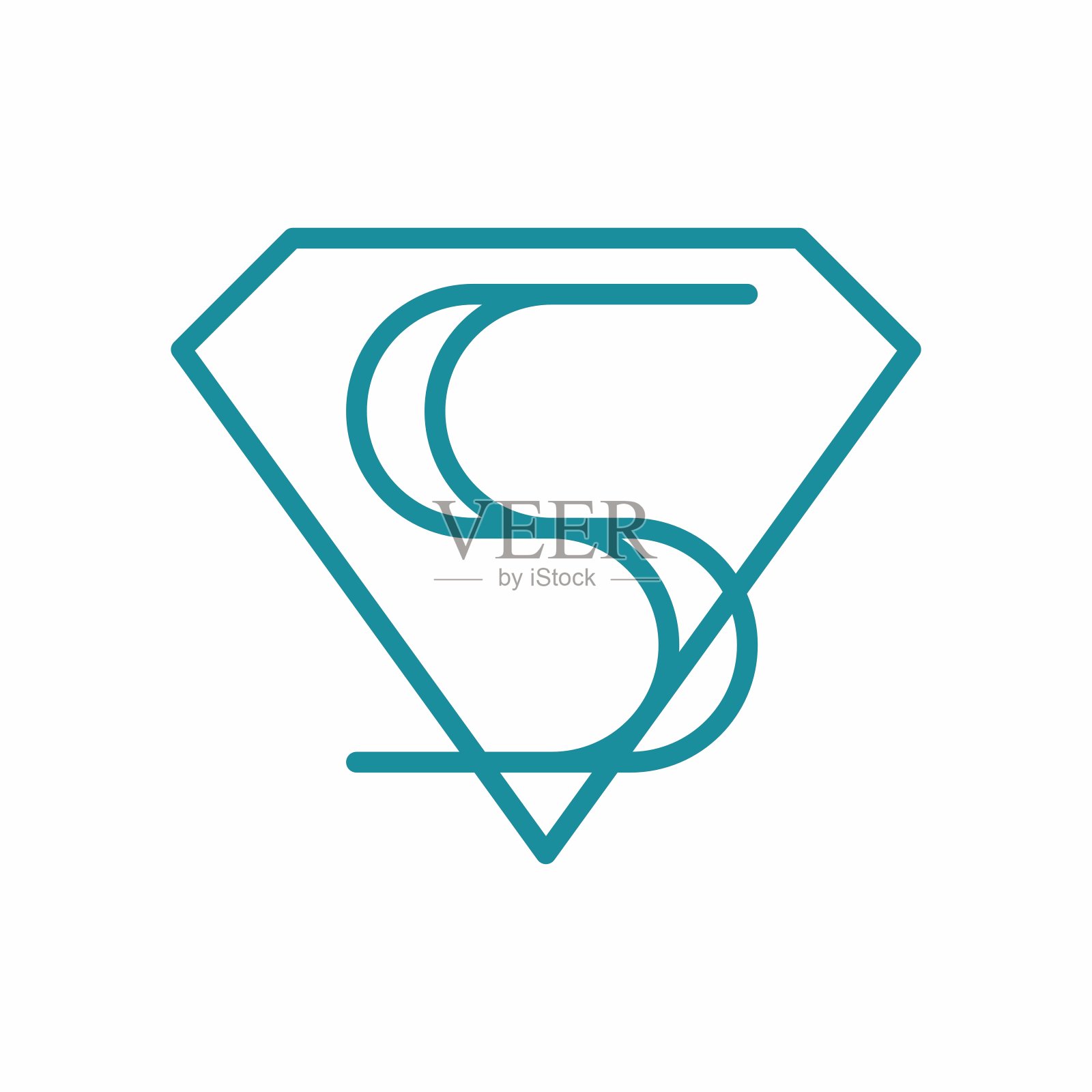 首字母S菱形标志概念图标符号符号元素设计线条艺术风格。采购产品珠宝，珠宝，宝石标识。矢量插图模板插画图片素材