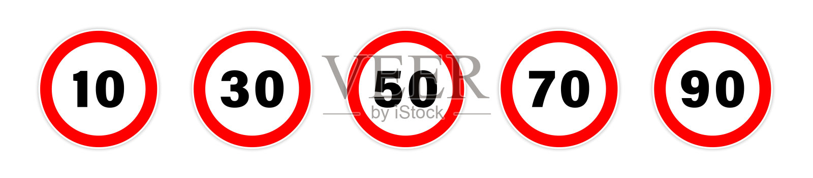 限速标志设置。速度限制矢量图标。速度限制标志矢量图标。插画图片素材