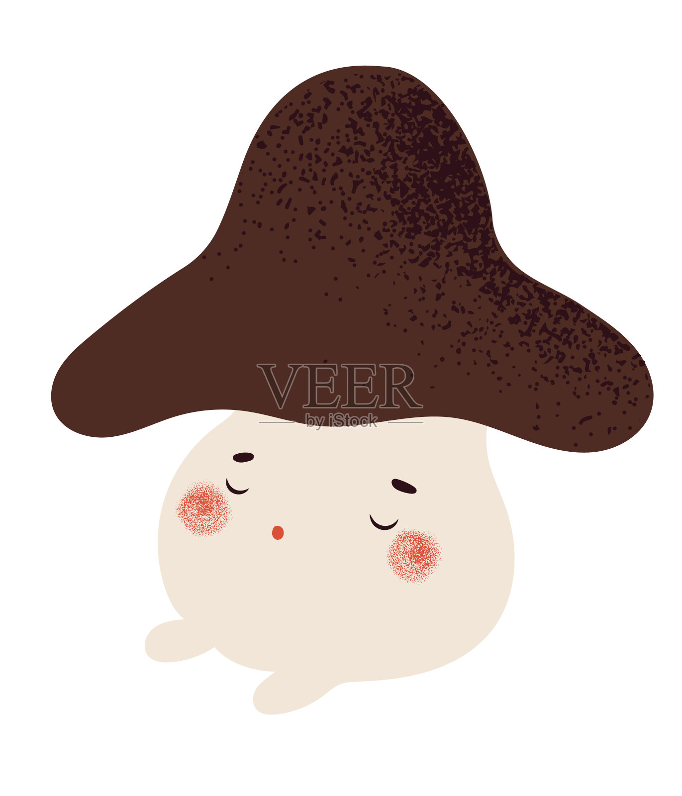 可爱的睡觉蘑菇生物插画图片素材