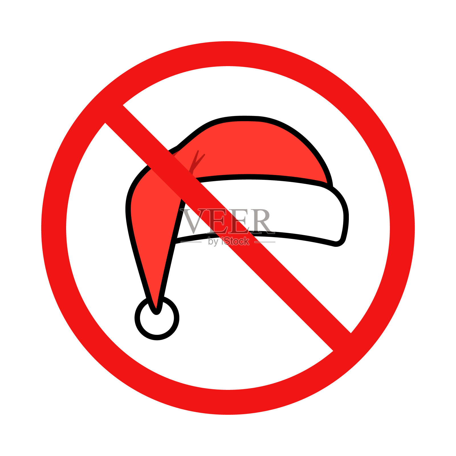 白色背景上没有圣诞帽标志插画图片素材