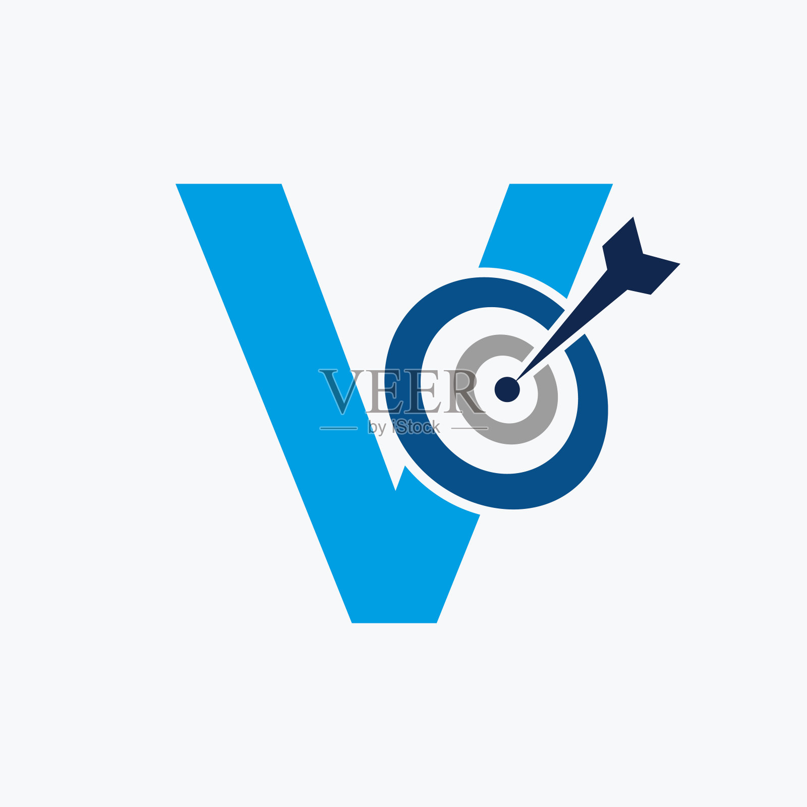 字母V箭靶标志与弓靶标志相结合插画图片素材