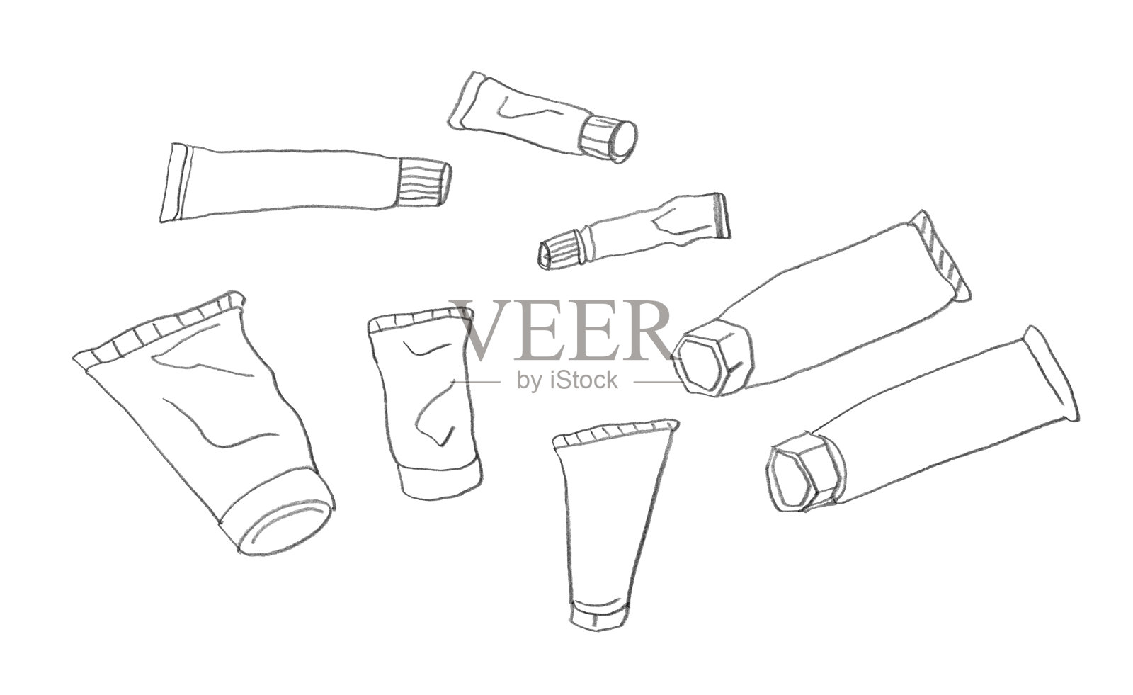 管容器:铅笔画插画图片素材