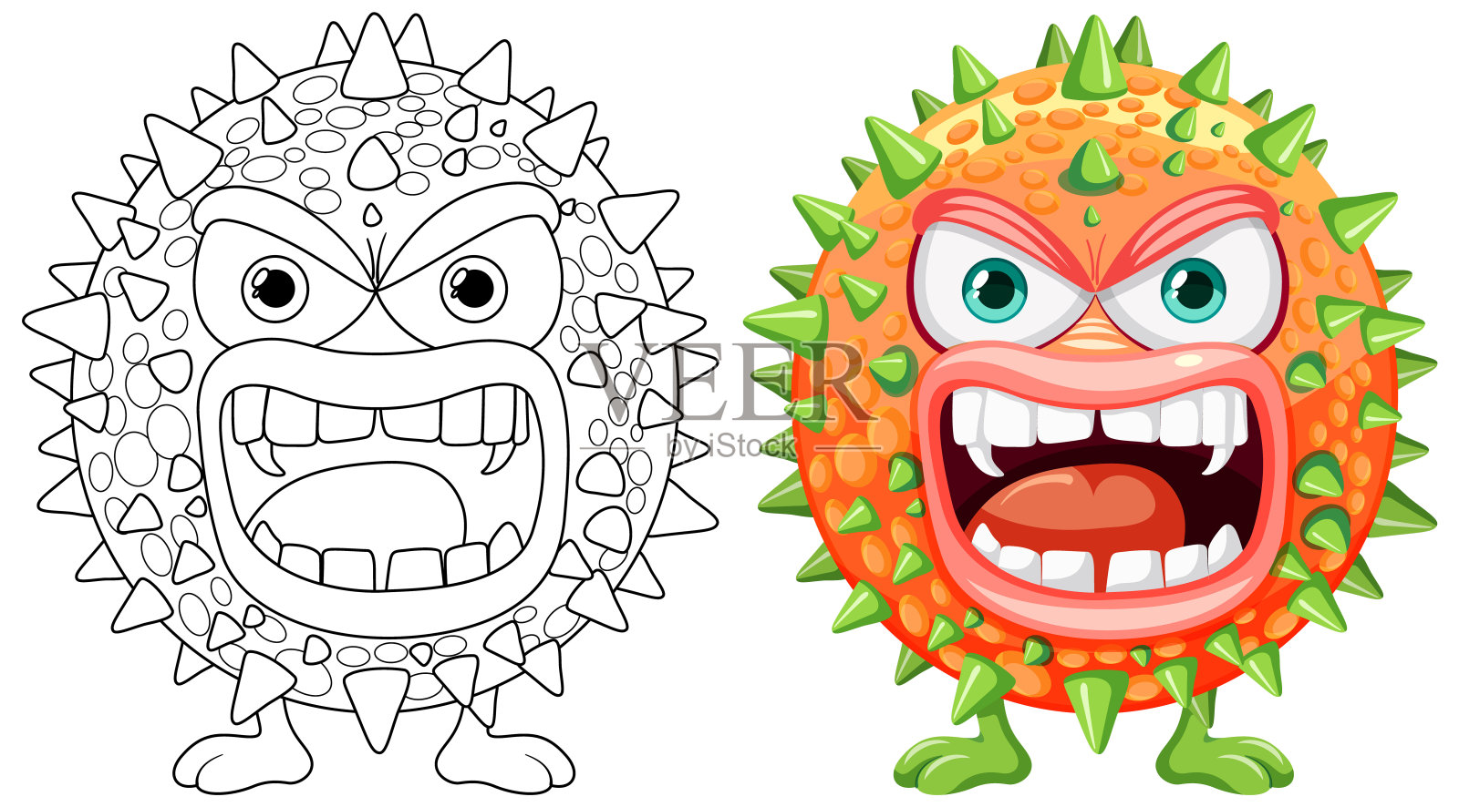 尖刺细菌细菌病毒怪物卡通人物插画图片素材