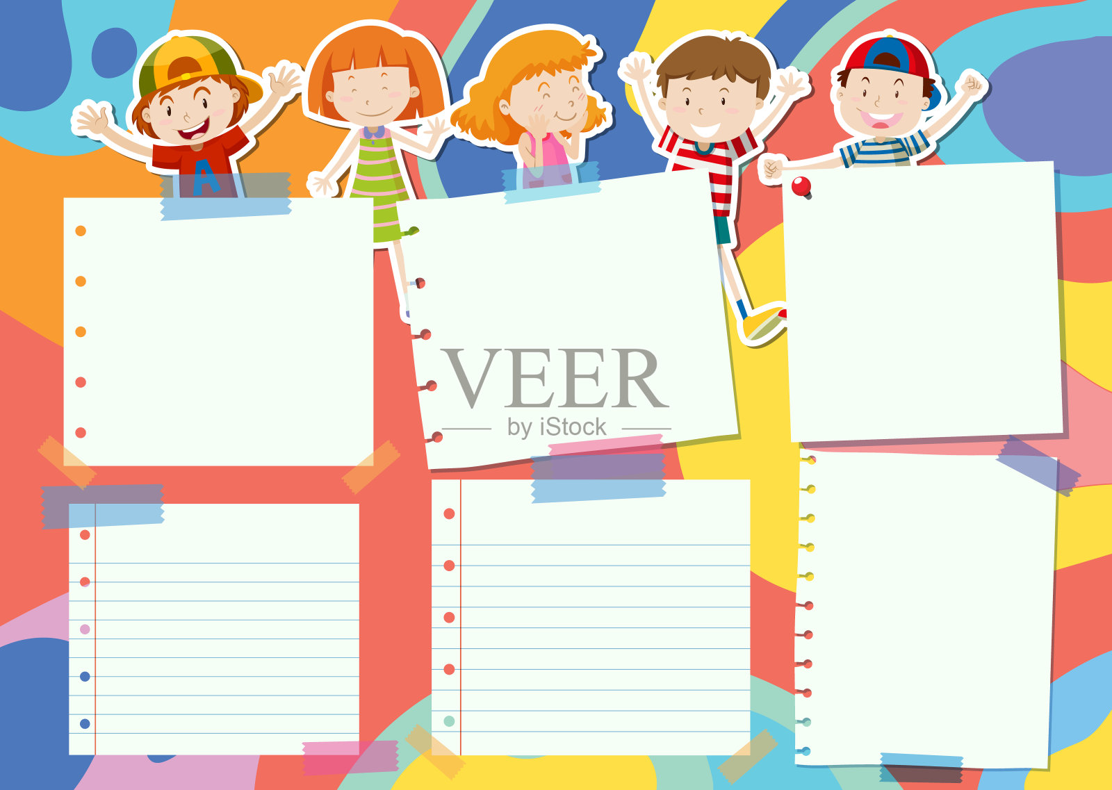 彩色卡通与儿童待办事项清单插画图片素材