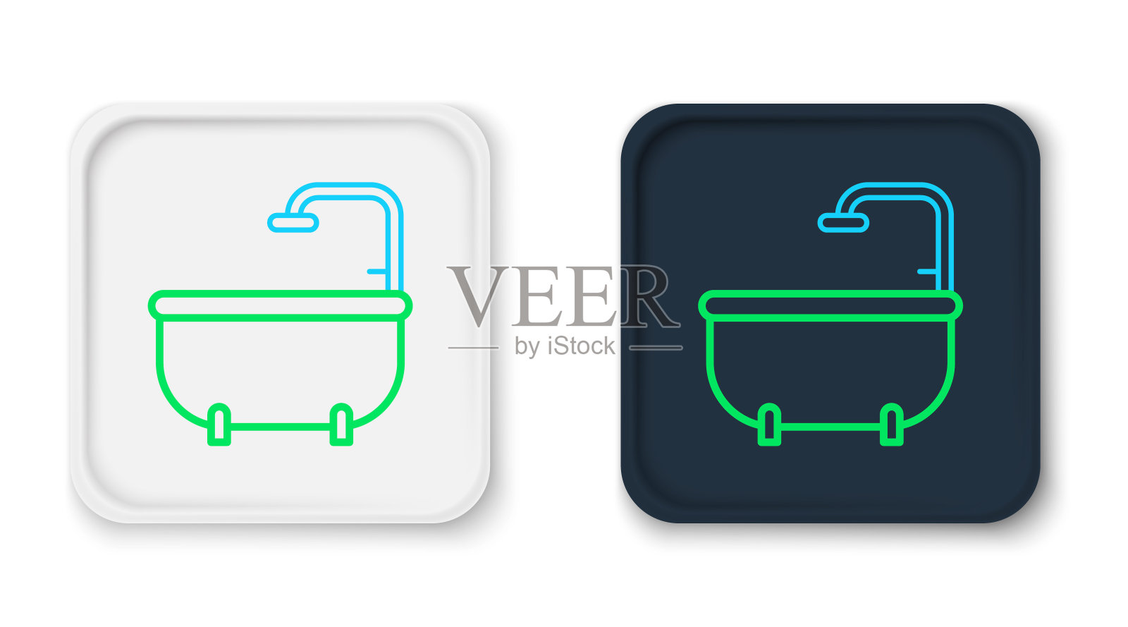 线浴缸图标孤立的白色背景。色彩缤纷的轮廓概念。向量插画图片素材