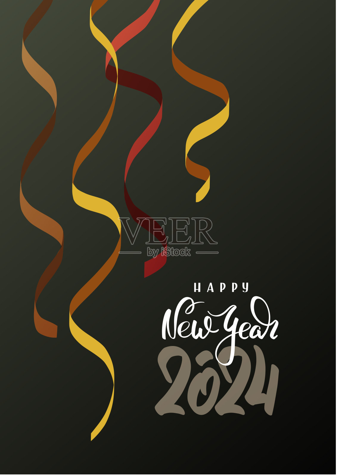 2024年新年快乐卡片设计。插画图片素材