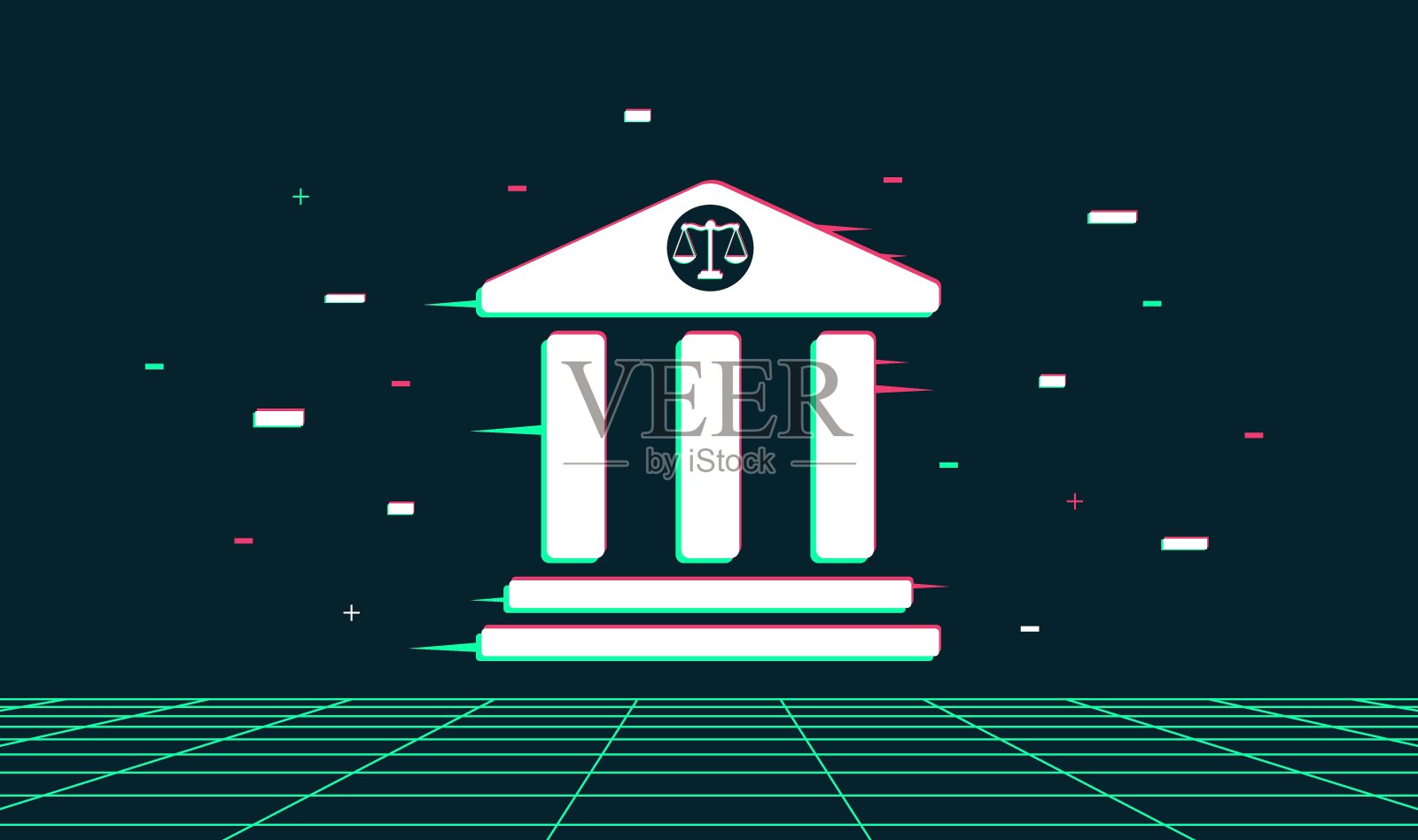 Ai法院与故障效果矢量插图插画图片素材