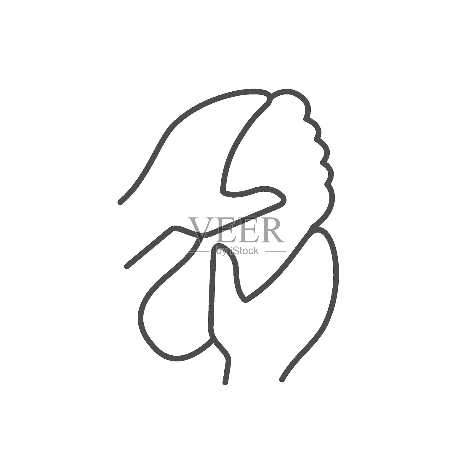 足底按摩线条轮廓图标插画图片素材