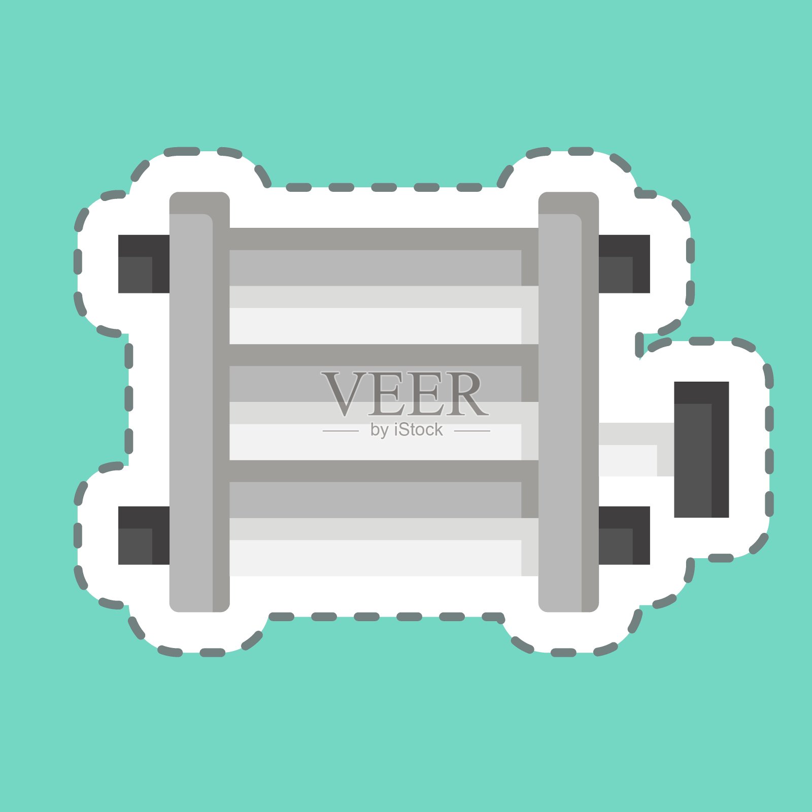 贴纸线切割汽车冷凝器。与汽车零件有关的符号。简单的设计可编辑。简单的说明插画图片素材