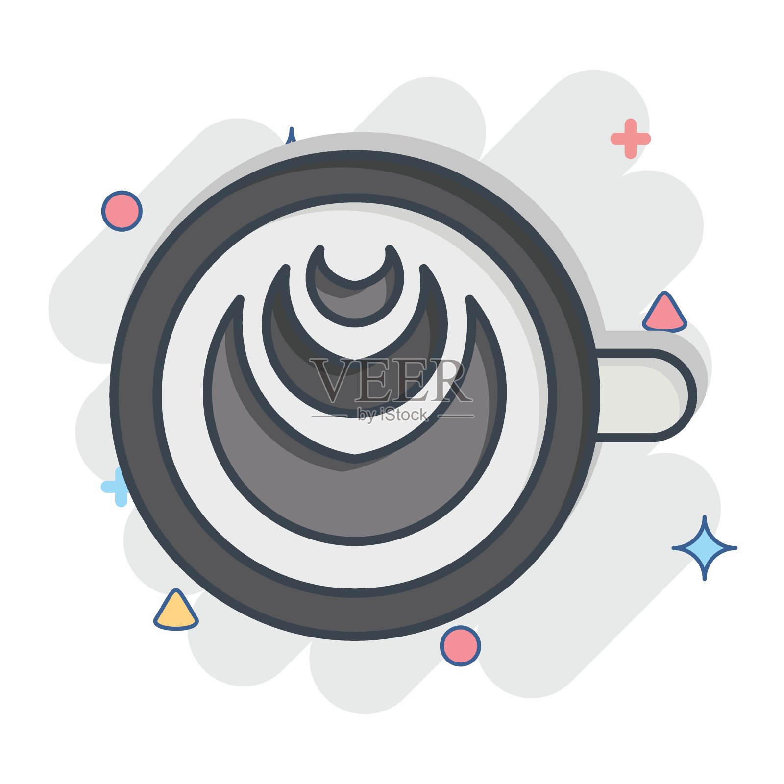 图标的拿铁咖啡。与咖啡有关的符号。漫画风格。简单的设计可编辑。简单的说明插画图片素材