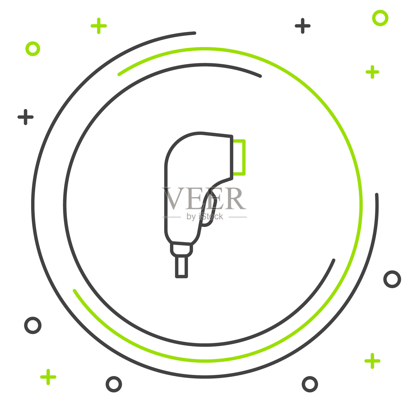 行扫描器扫描条形码图标隔离在白色背景上。条形码标签贴纸。带条的交货标识。色彩缤纷的轮廓概念。向量插画图片素材