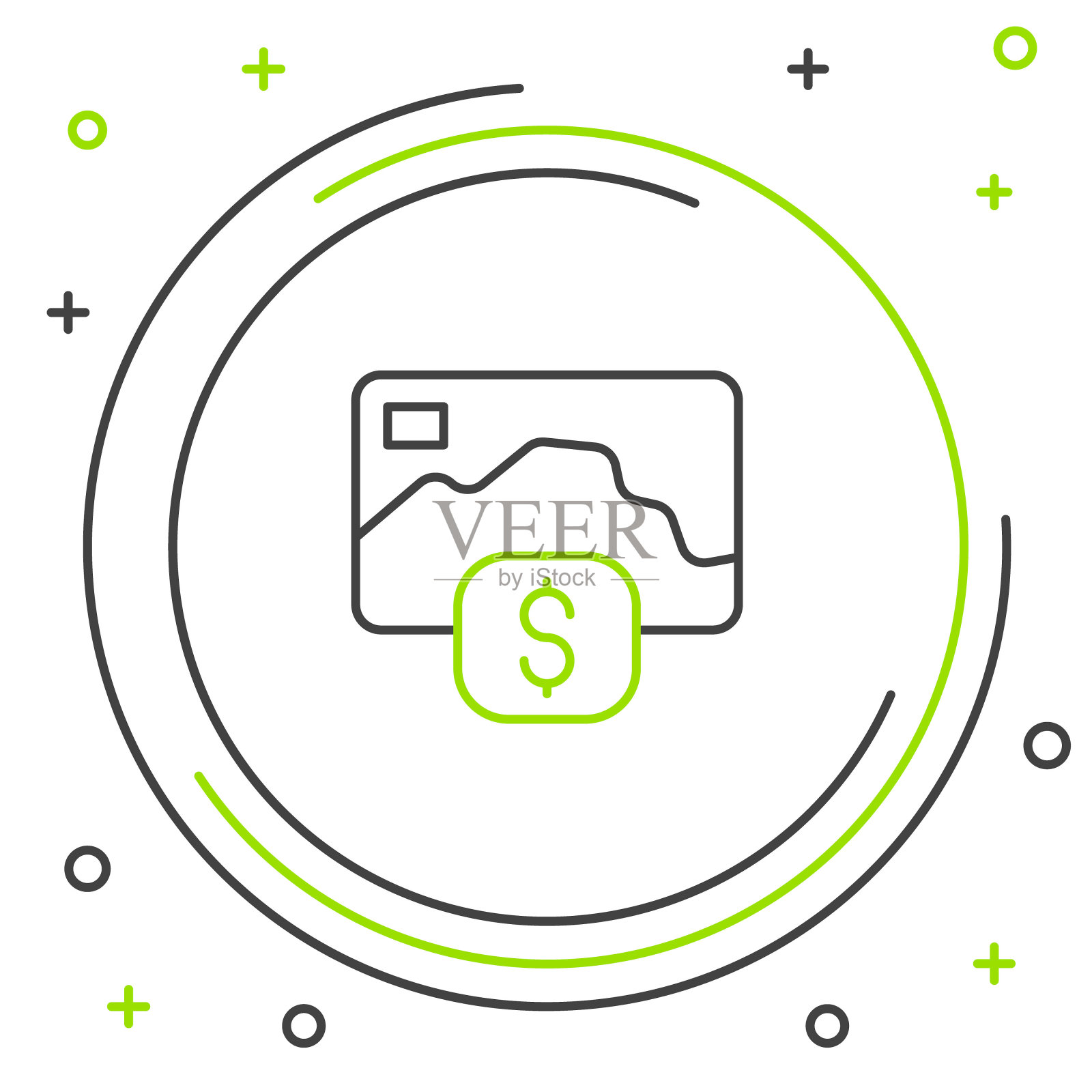 线信用卡图标隔离在白色背景。在线支付。取现。金融业务。购物的迹象。色彩缤纷的轮廓概念。向量插画图片素材