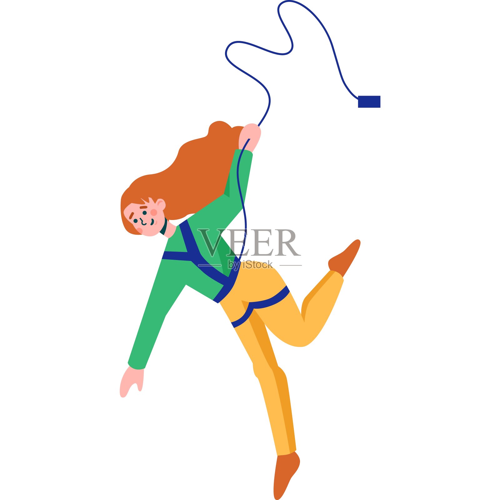 女子蹦极弹力带矢量图标孤立的白色插画图片素材