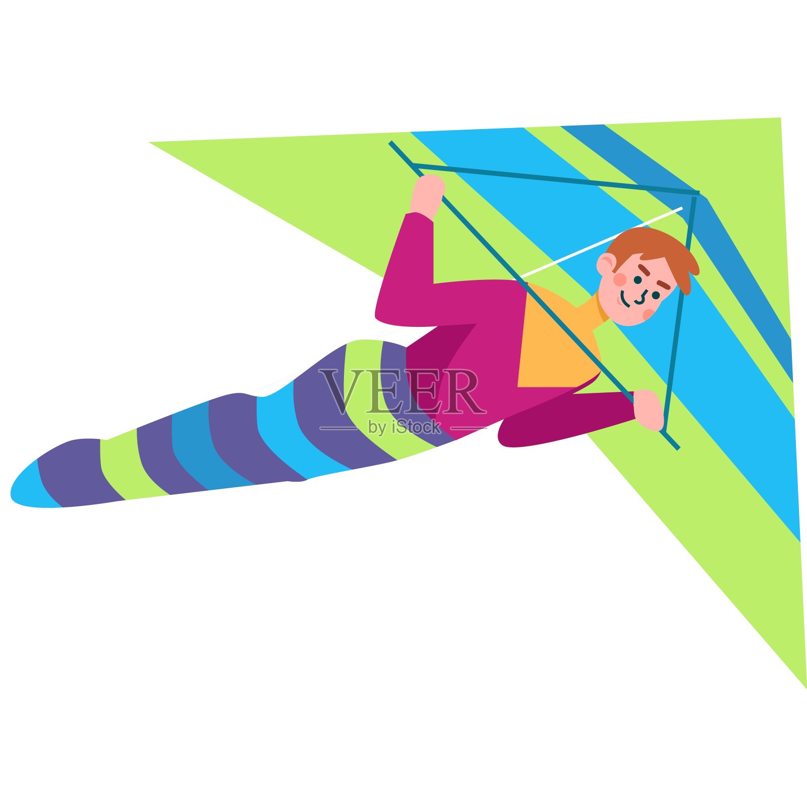 男子滑翔在天空与翼装矢量图标隔离在白色插画图片素材