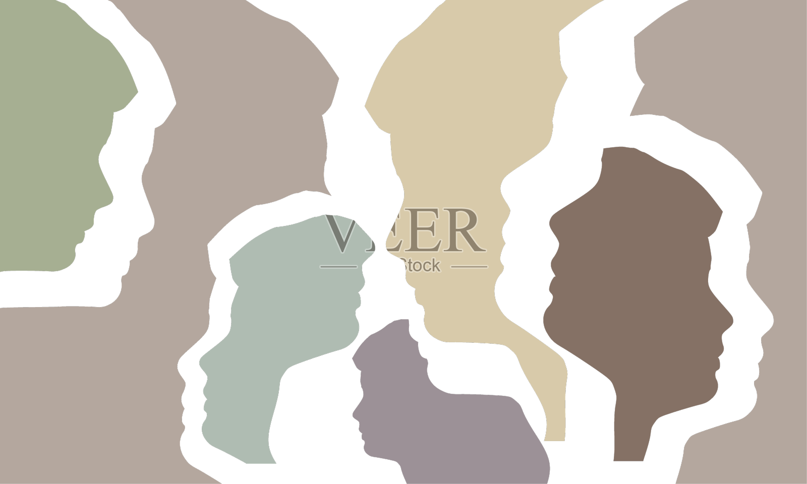 人的脸侧视图剪影精神分裂症和设计元素图片