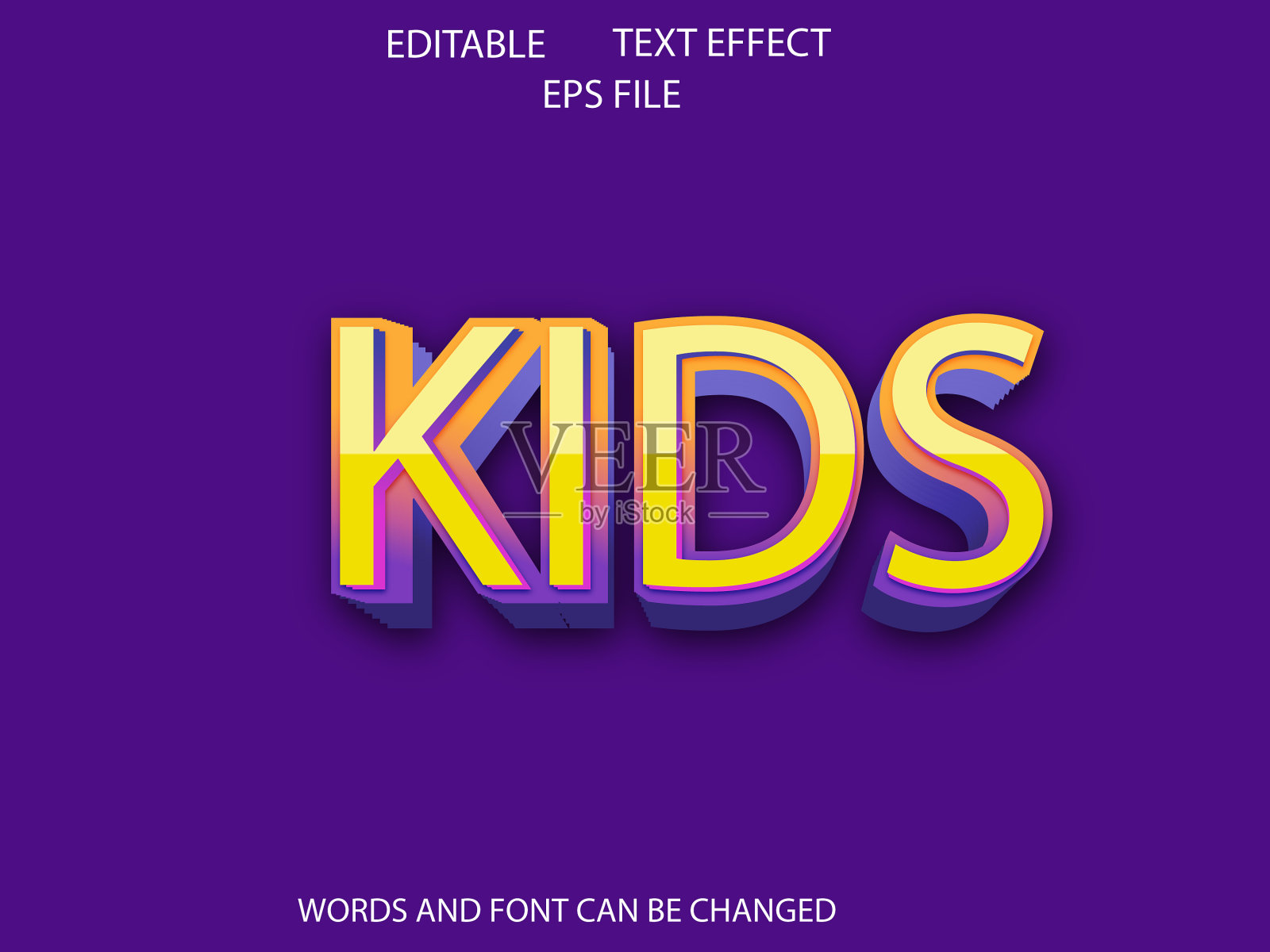 儿童文字效果字体可编辑排版3d文本插画图片素材